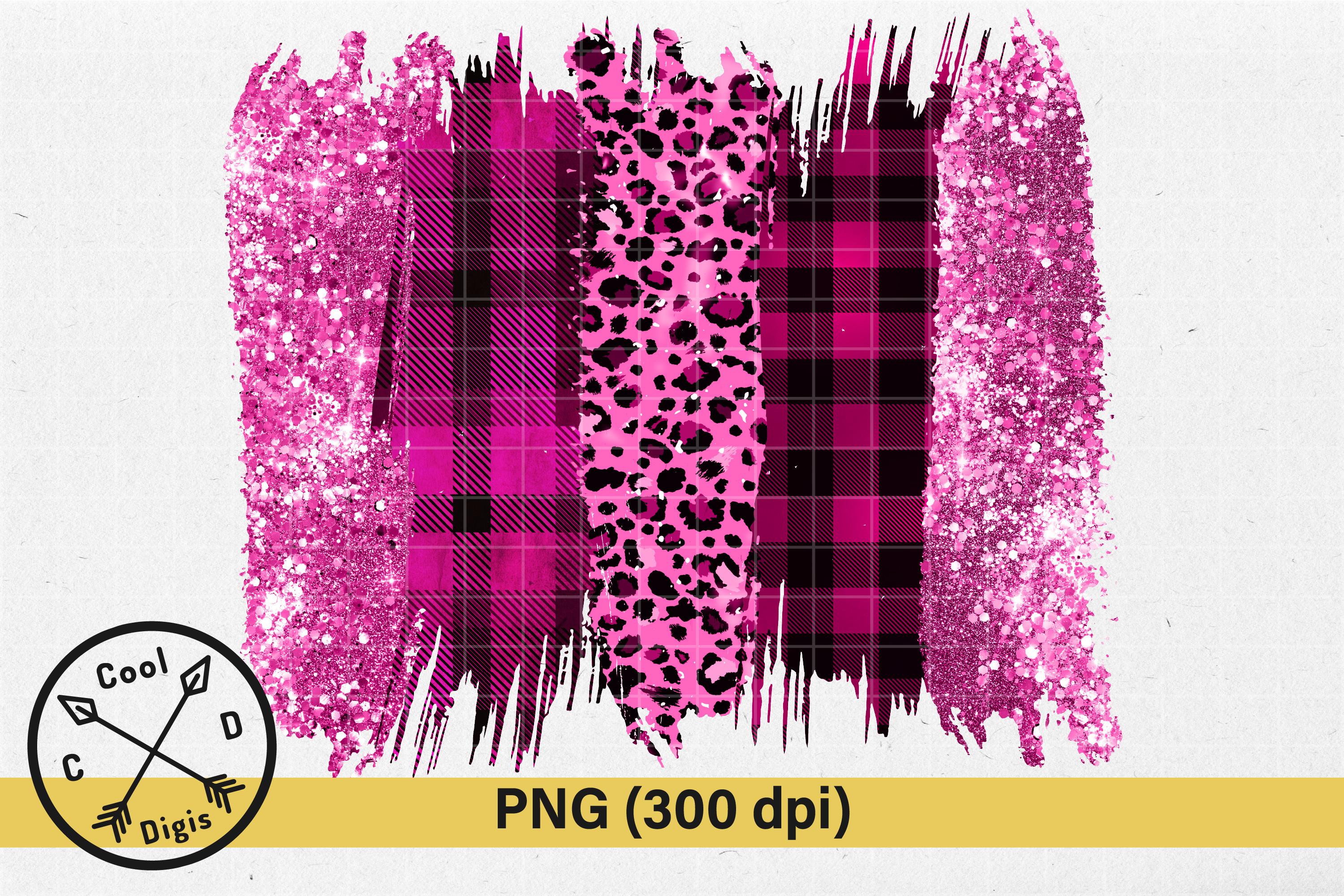 Pink Gold Glitter Leopard Brush Strokes