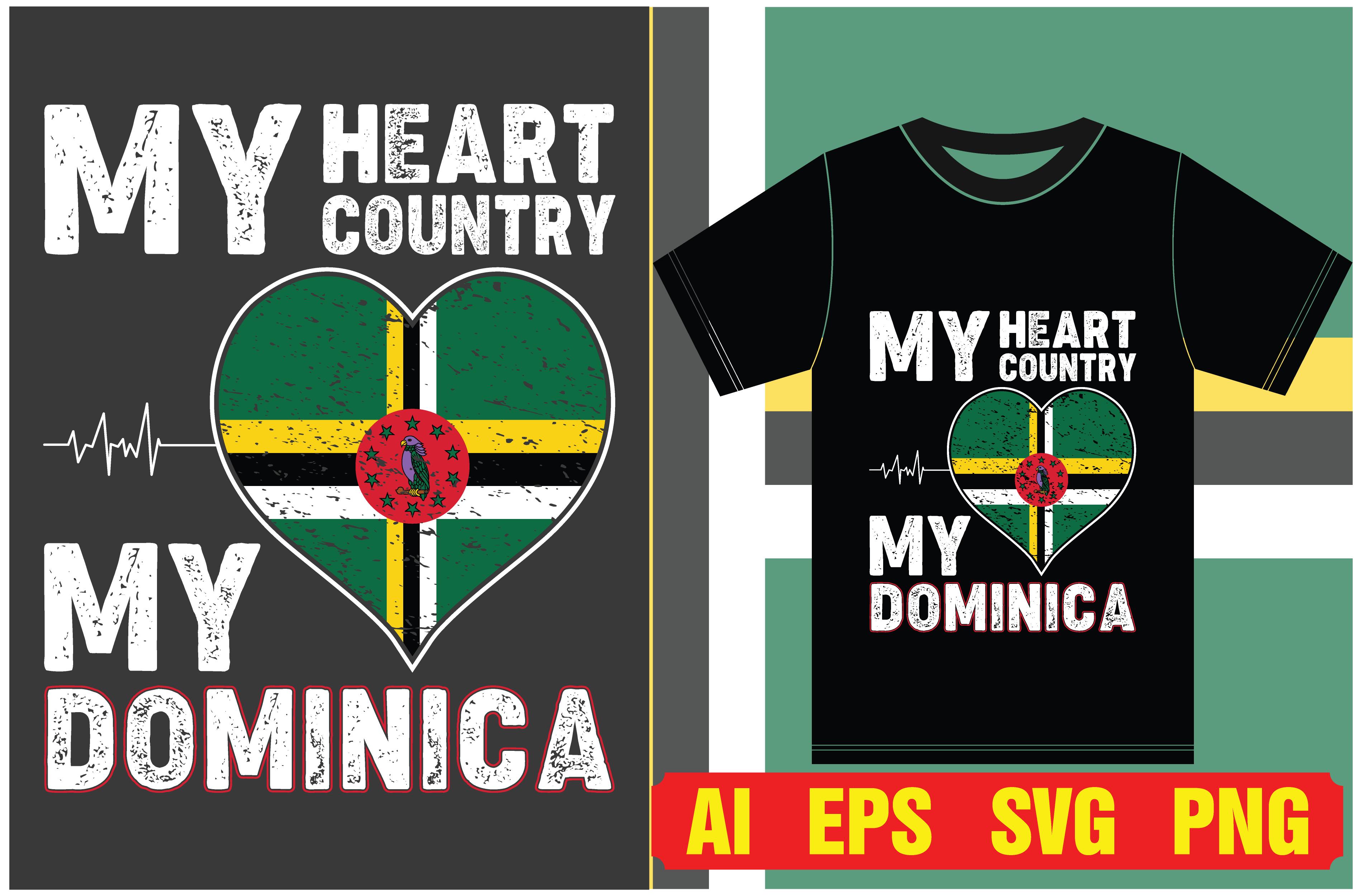 Dominica Flag T-shirt Designs.Typography