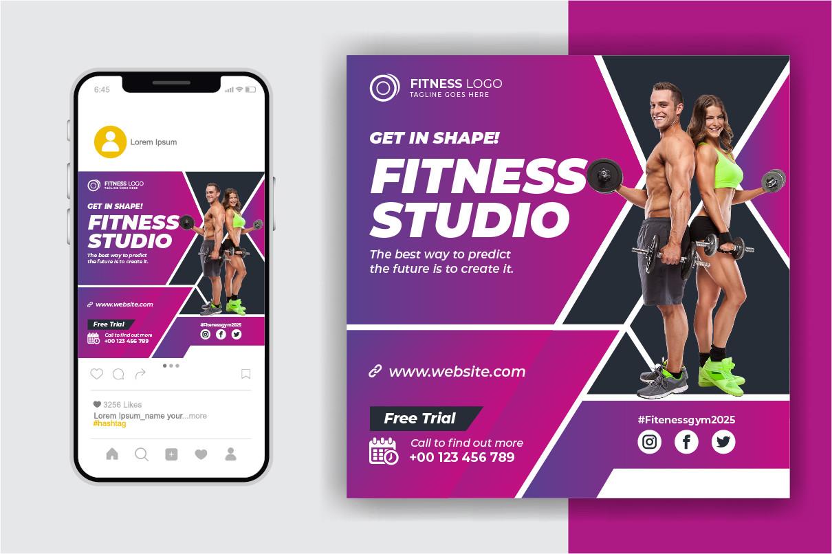 Gym & Fitness Social Media Post Template