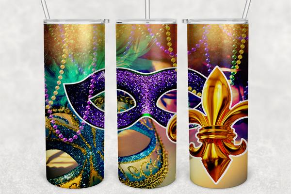 Mardi Gras Carnival Skinny Tumbler Png