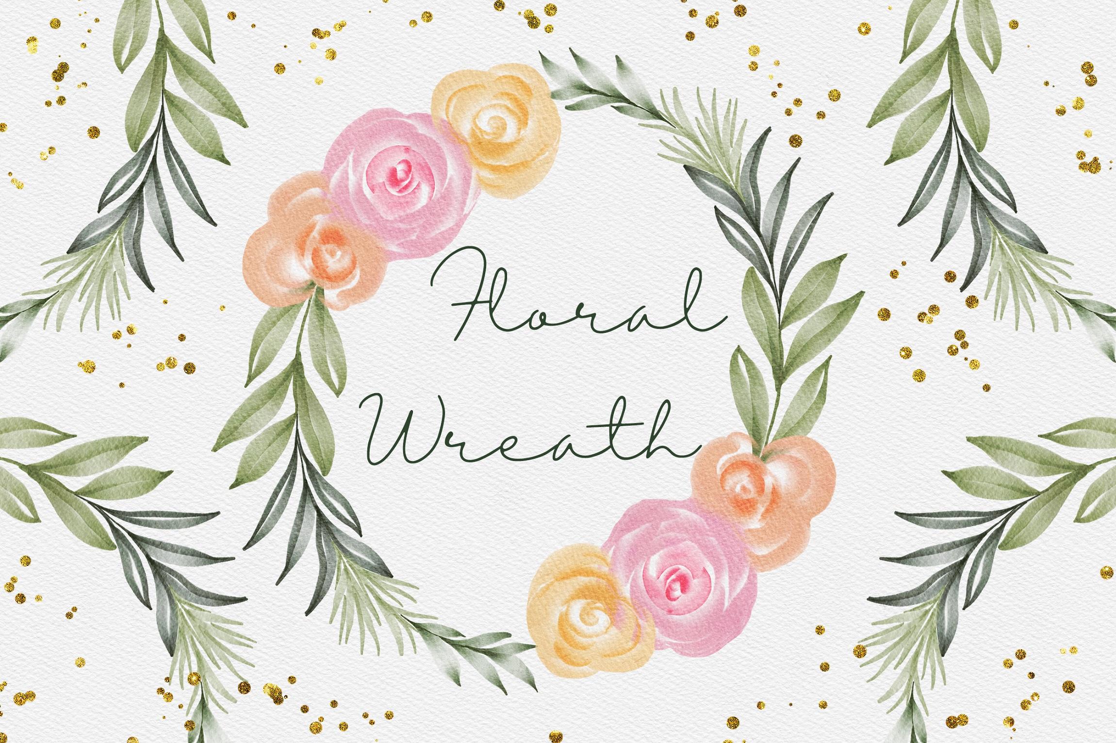 Floral Wreath Watercolor Clipart