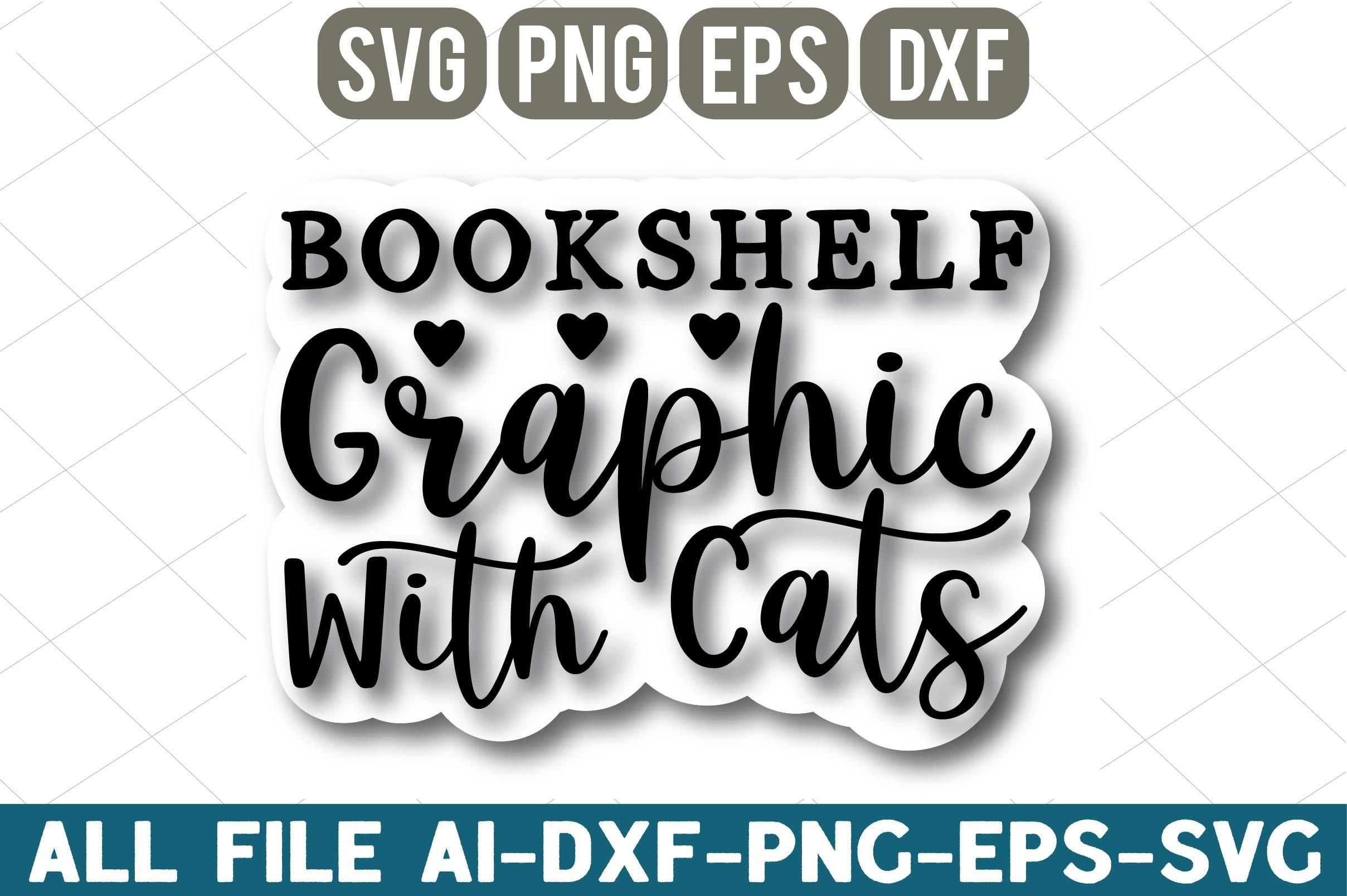 Bookshelf Graphic with Cats