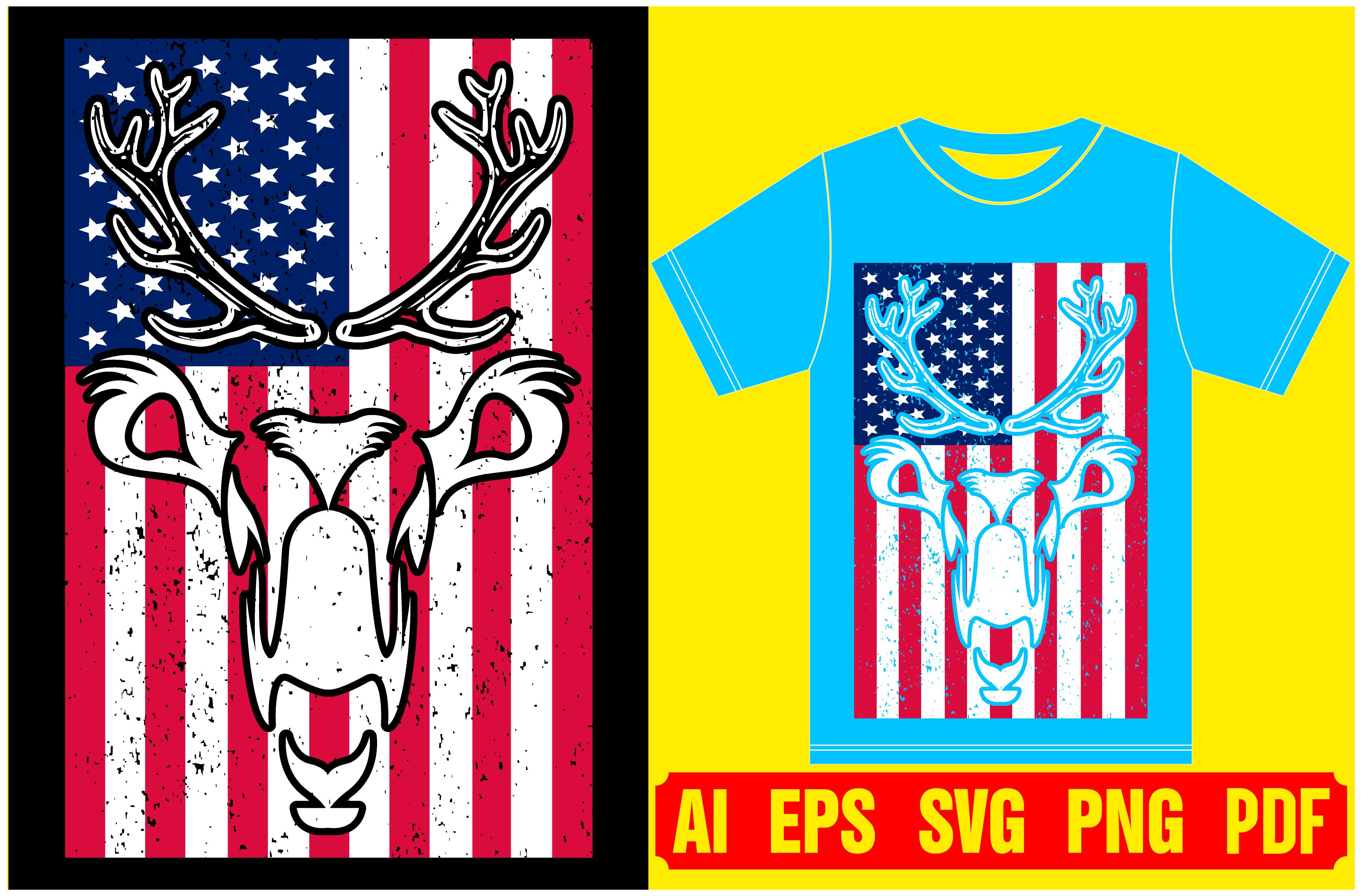Hunting T-shirt with American Flag.USA