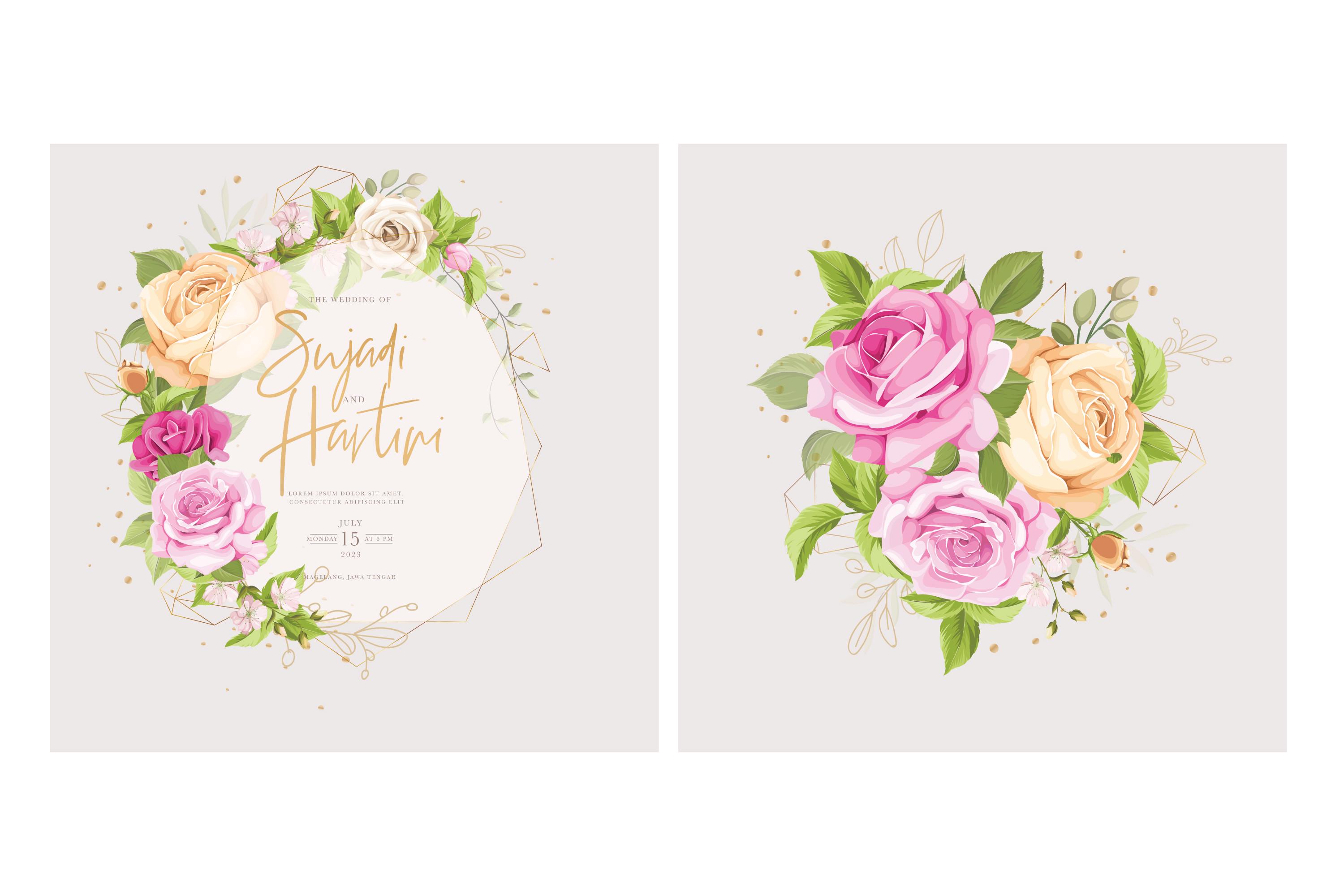 Hand Drawn Rose Wedding Card Set