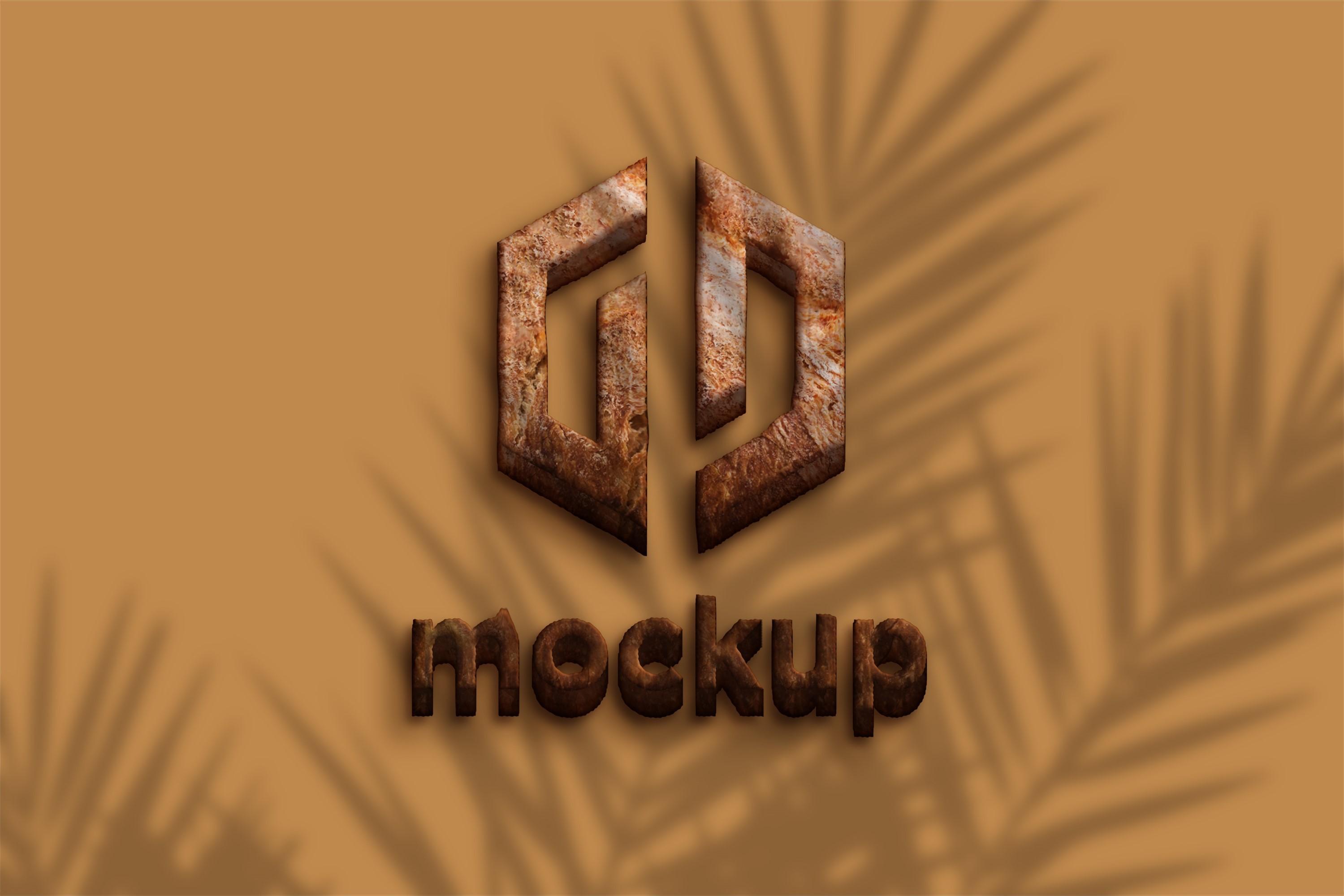 Bakery Logo Mockup with Leaves Shadow