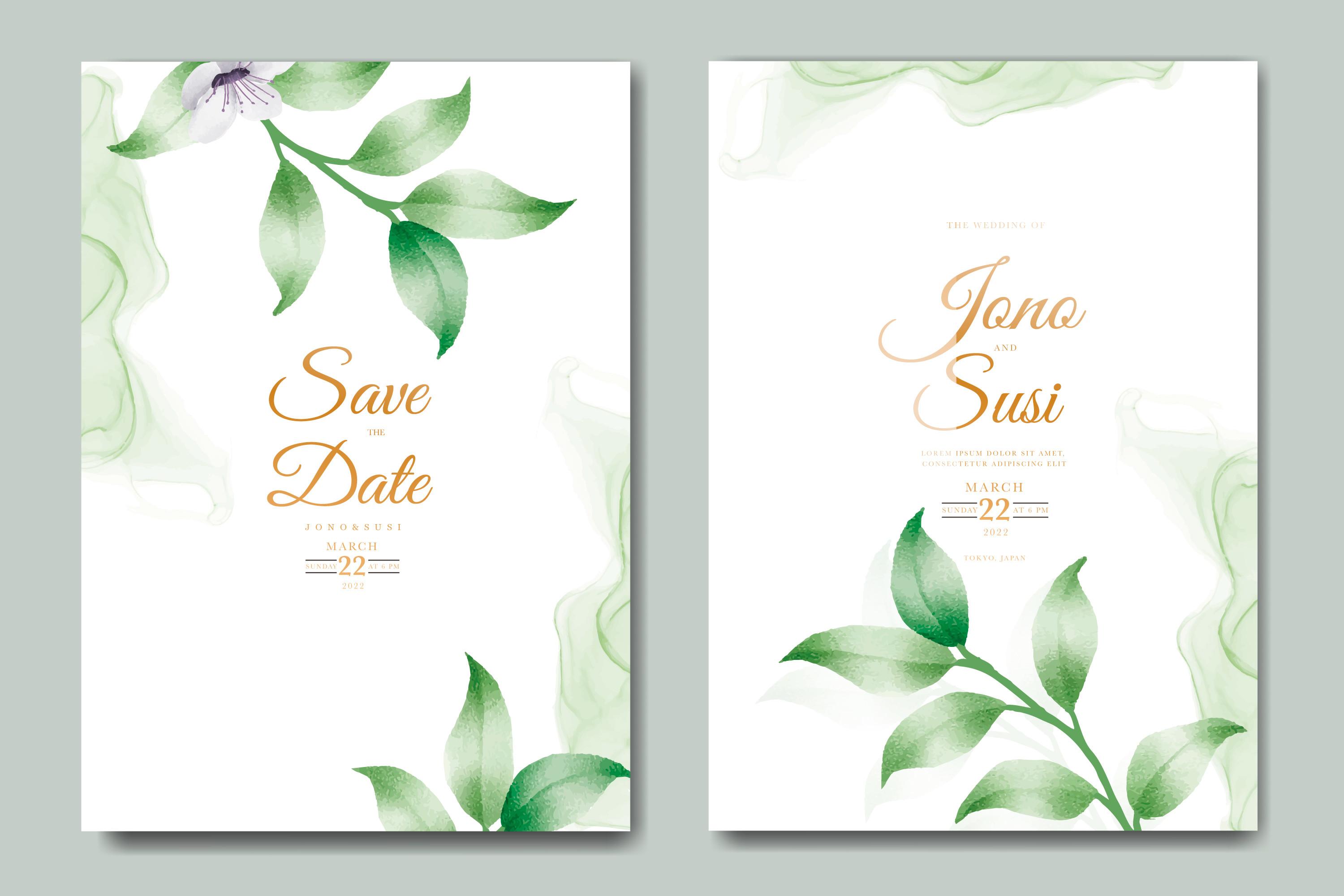 Greenery Wedding Invitation Card Leaves