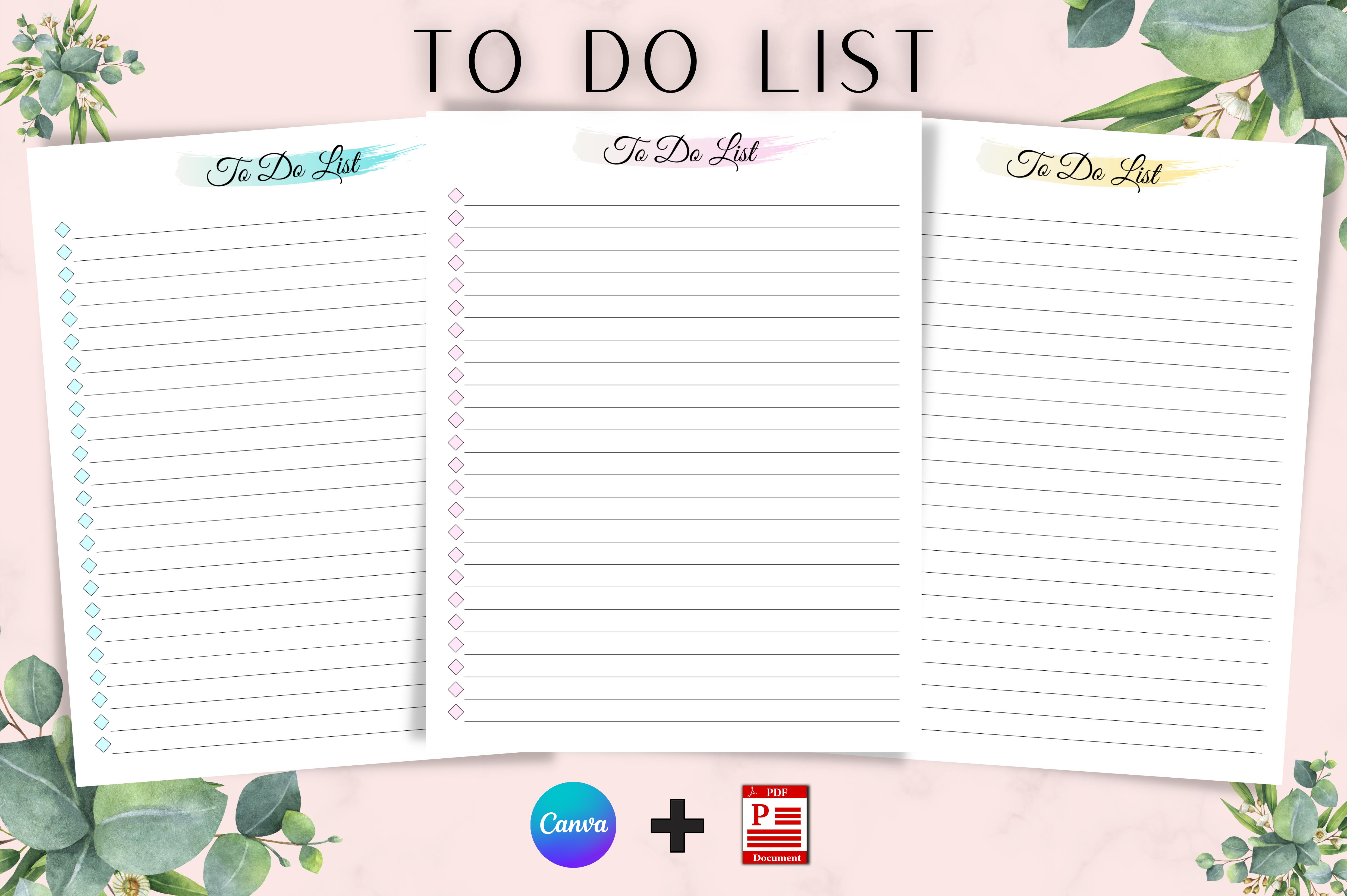 To Do List Printable, Canva Template