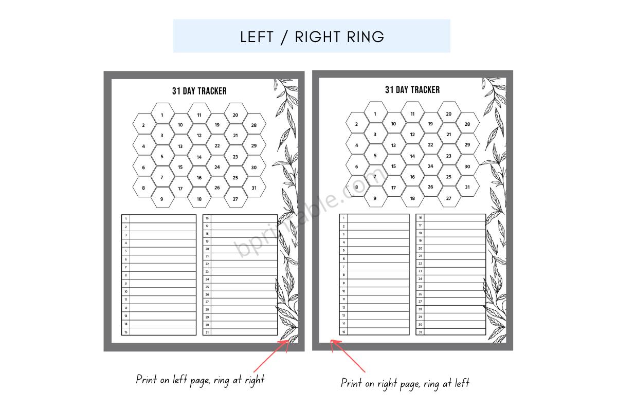 31 Days Tracker Template
