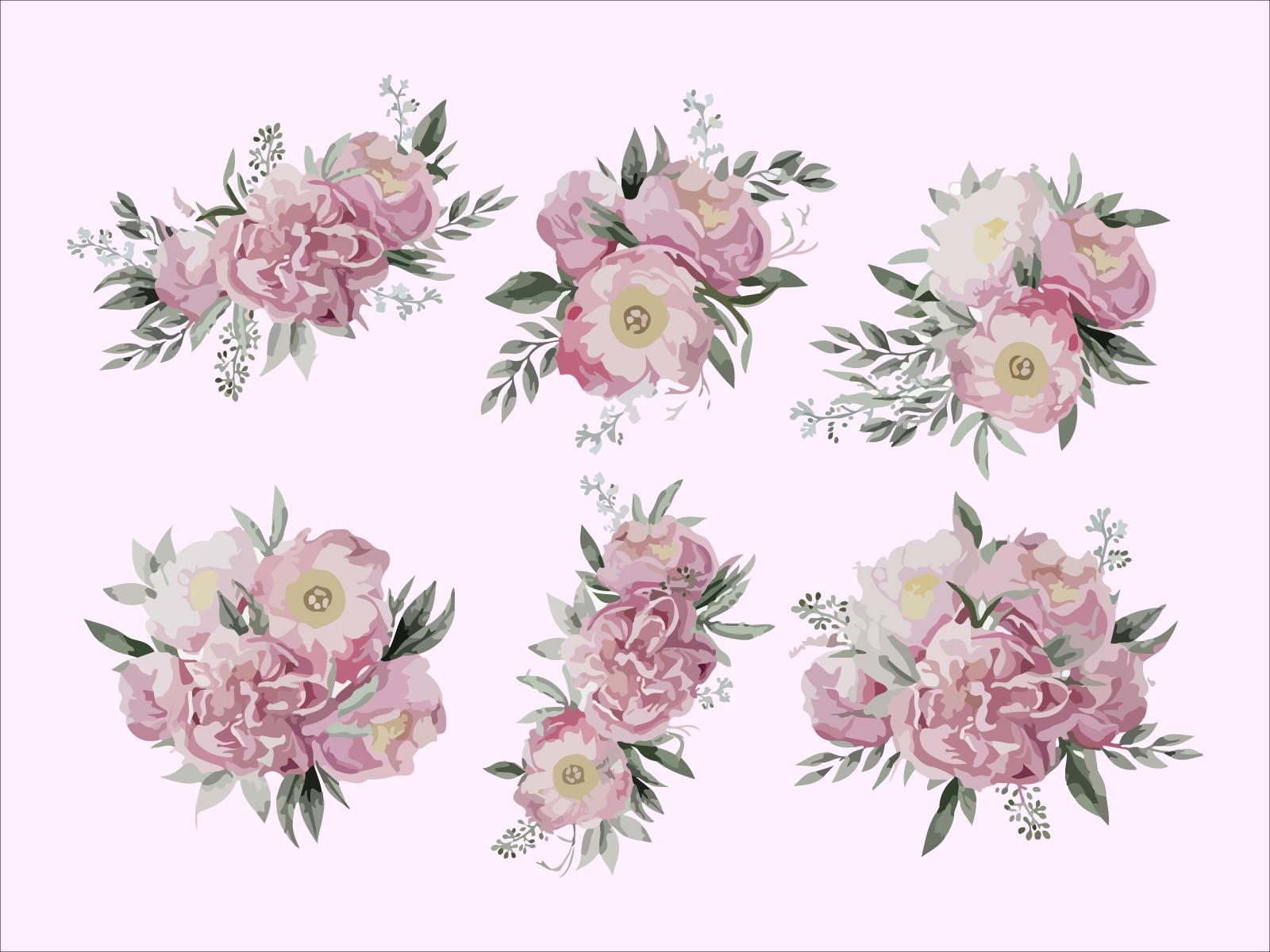 Watercolor Floral Clipart Vector Design