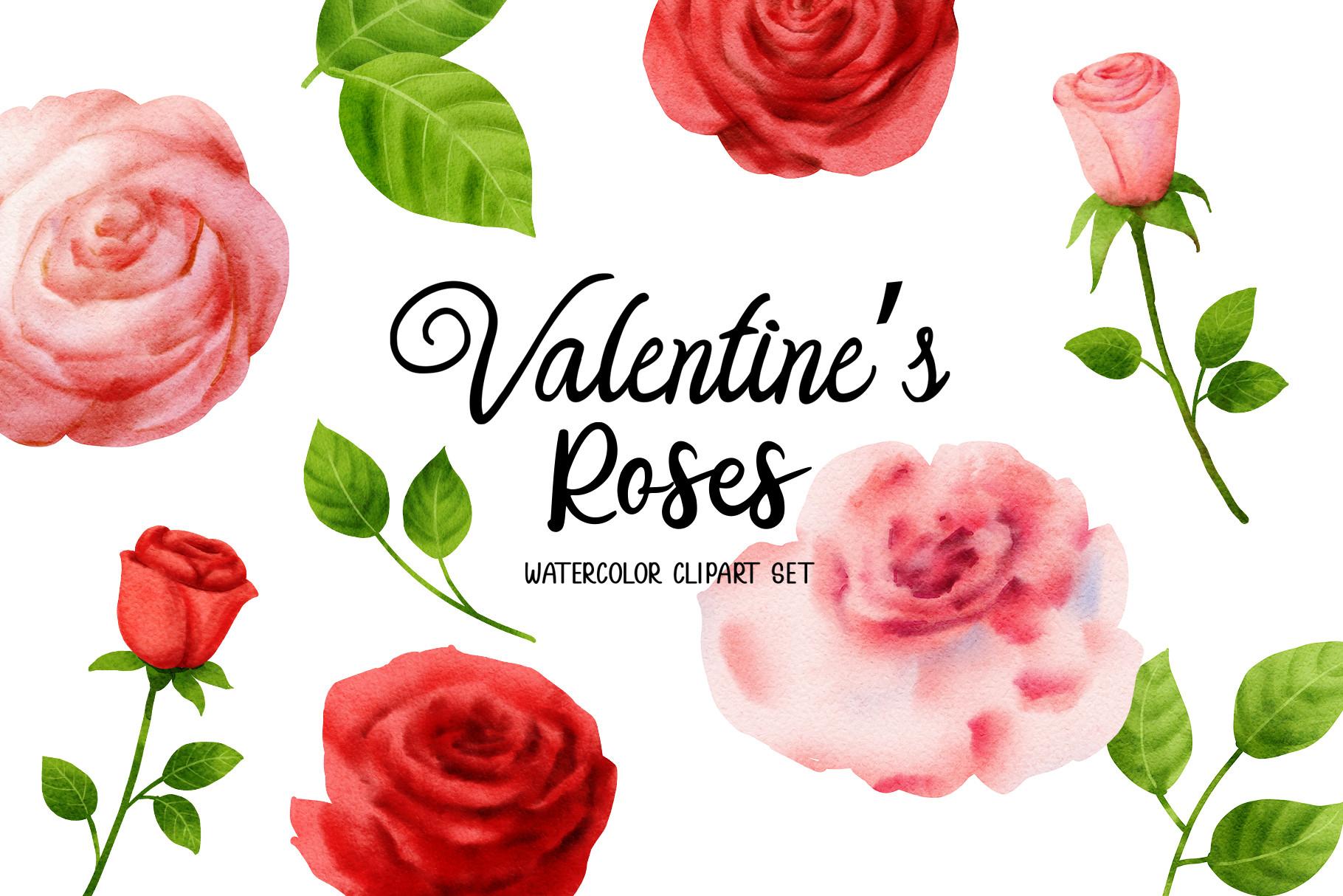 Valentine's Rose Watercolor Set.