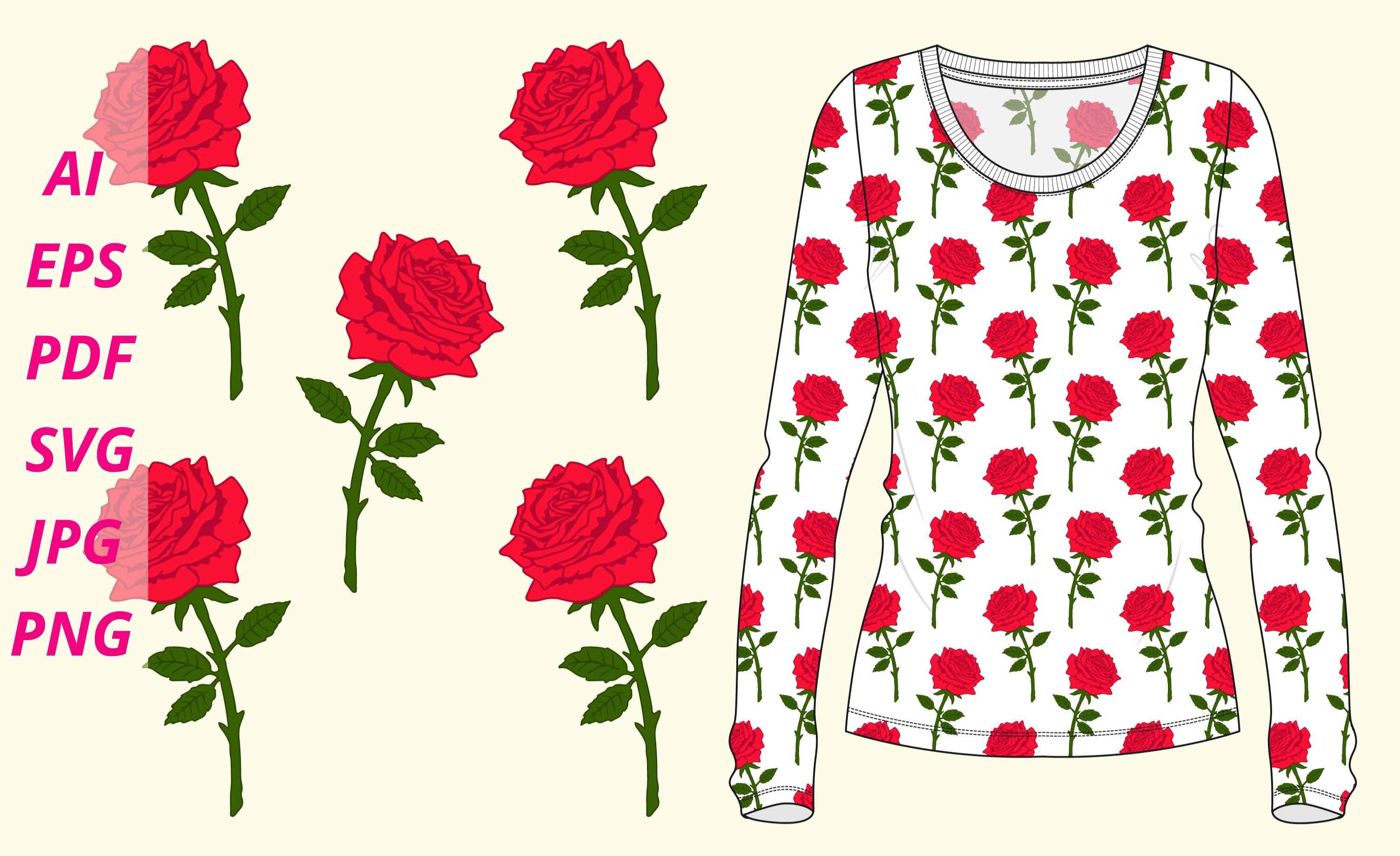 Beautiful Red Rose Seamless Pattern