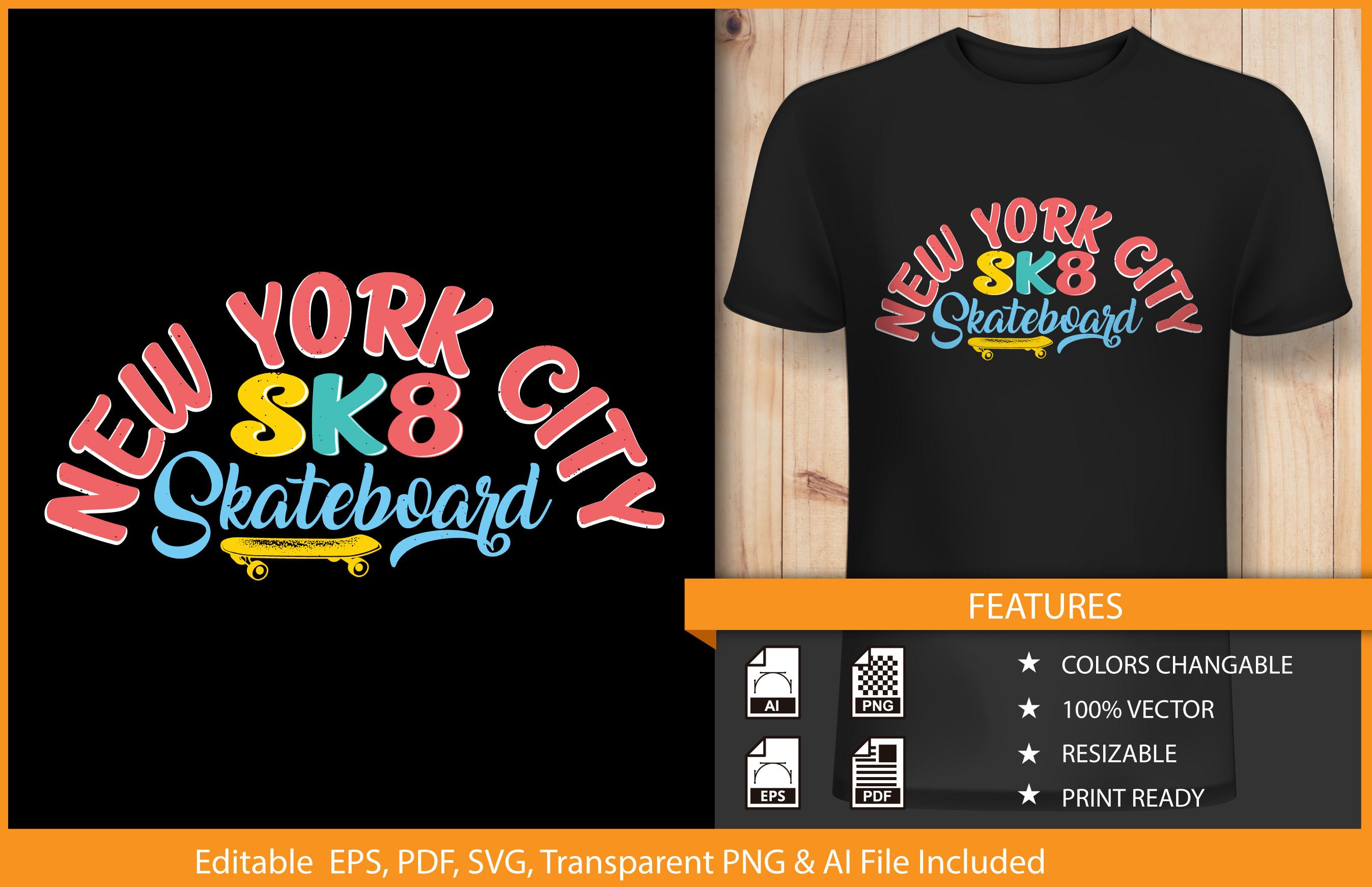 Skateboard T-shirt Design Illustration