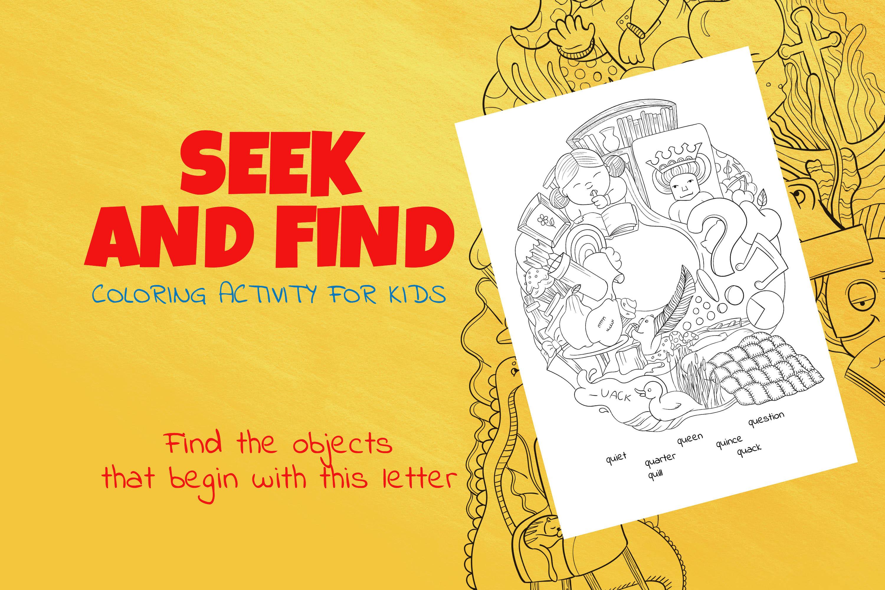 Letter Q Look and Find Coloring Page