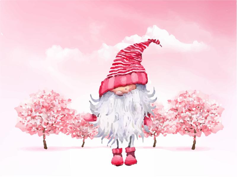 Pink Valentine Gnome Clipart