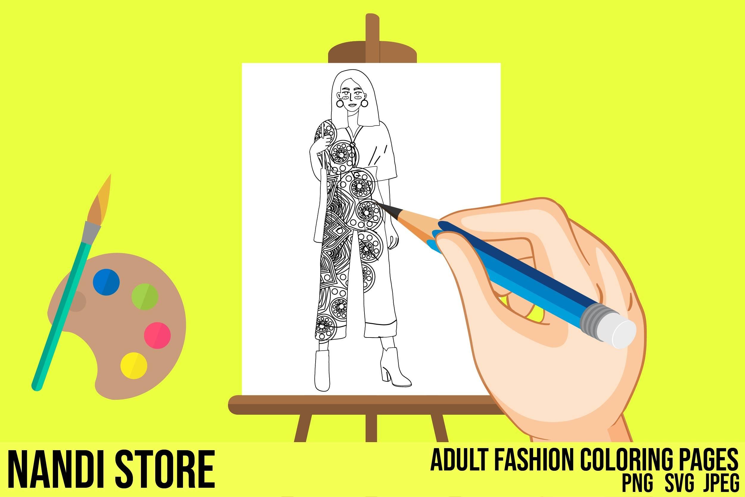 ADULT FASHION GIRL KDP COLORING PAGE