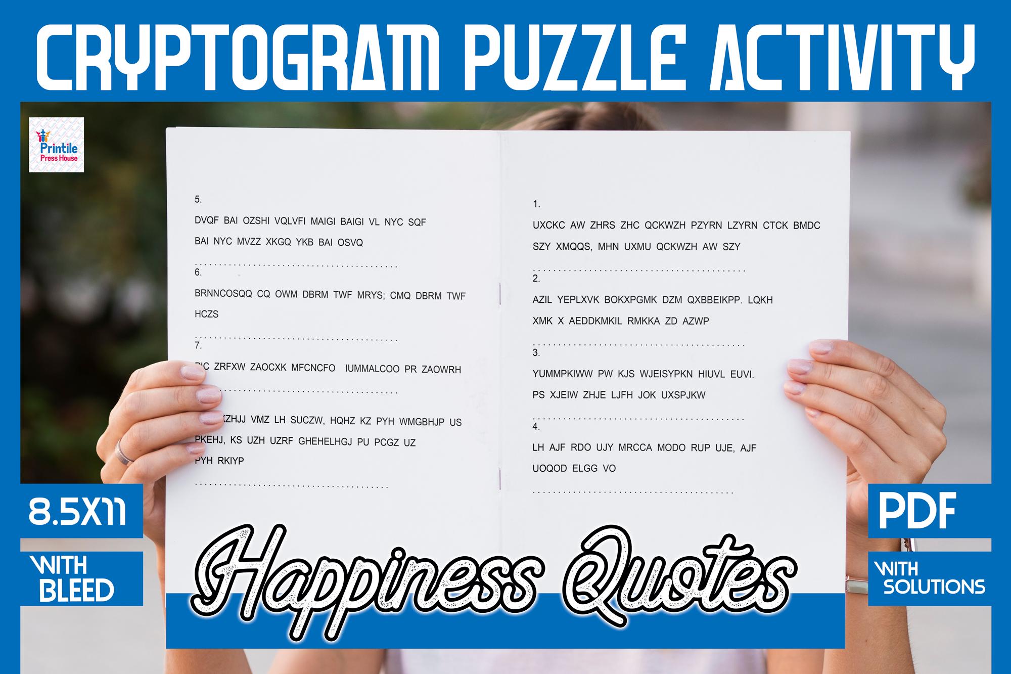 Happiness Cryptogram Puzzles Activity