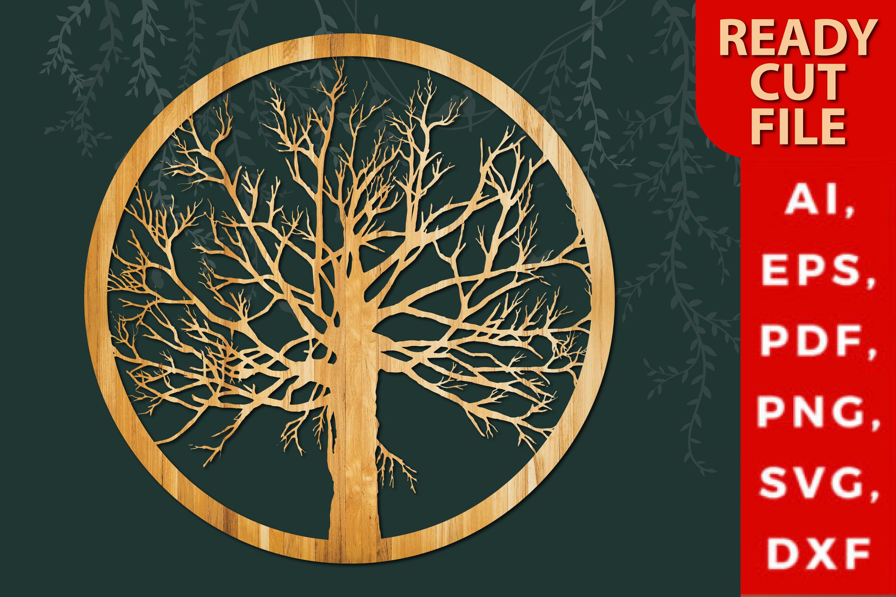 3d Laser/paper Cut Tree SVG in a Circle