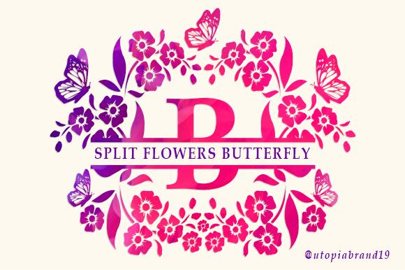 Split Flowers Butterfly Monogram Font