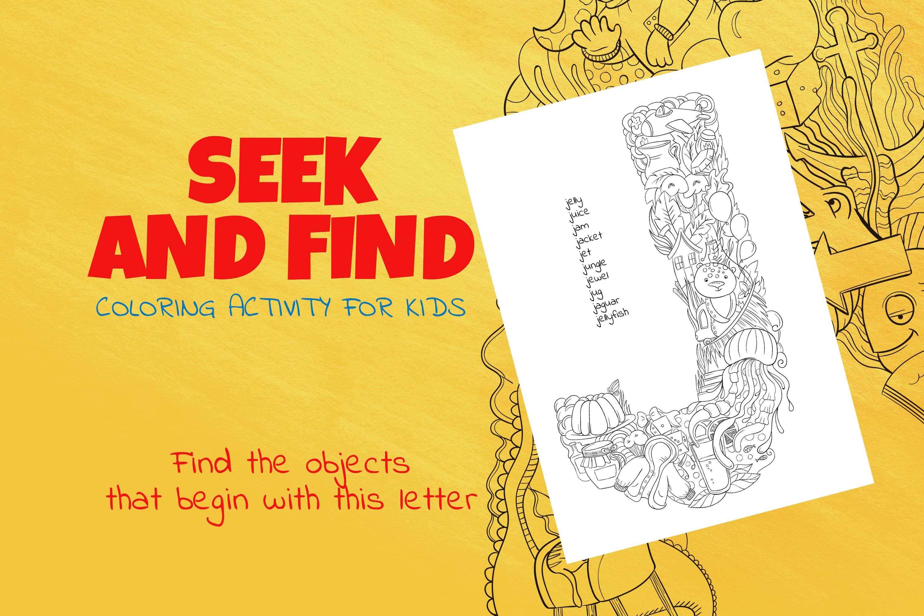 Letter J Look and Find Coloring Page
