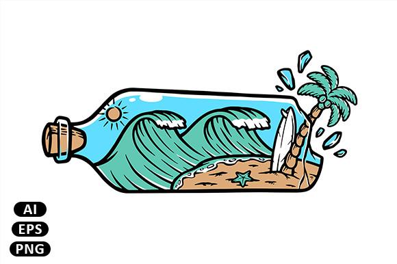 Beautiful Beach in a Bottle Illustration