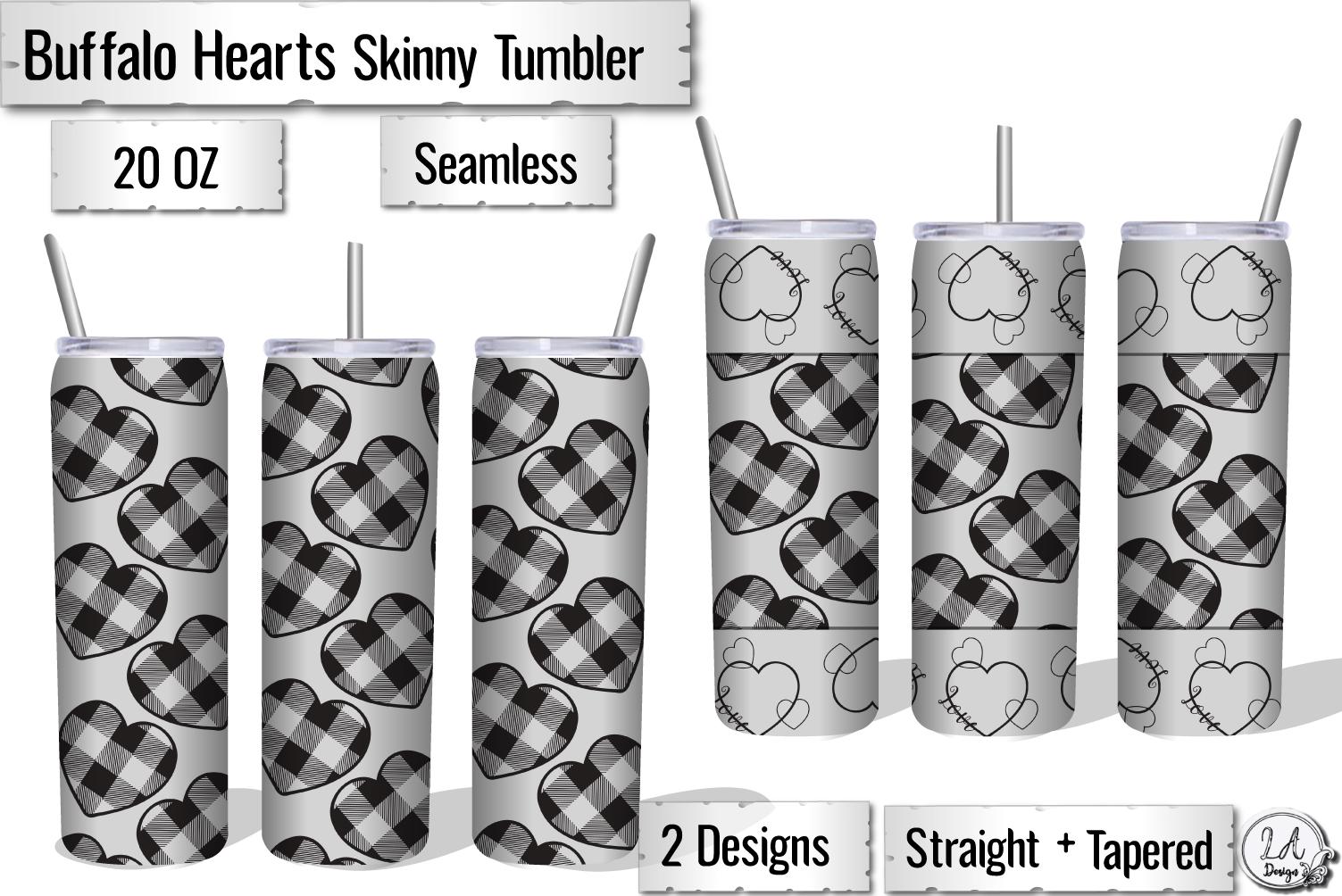 Grey Buffalo Plaid Heart Skinny Tumbler