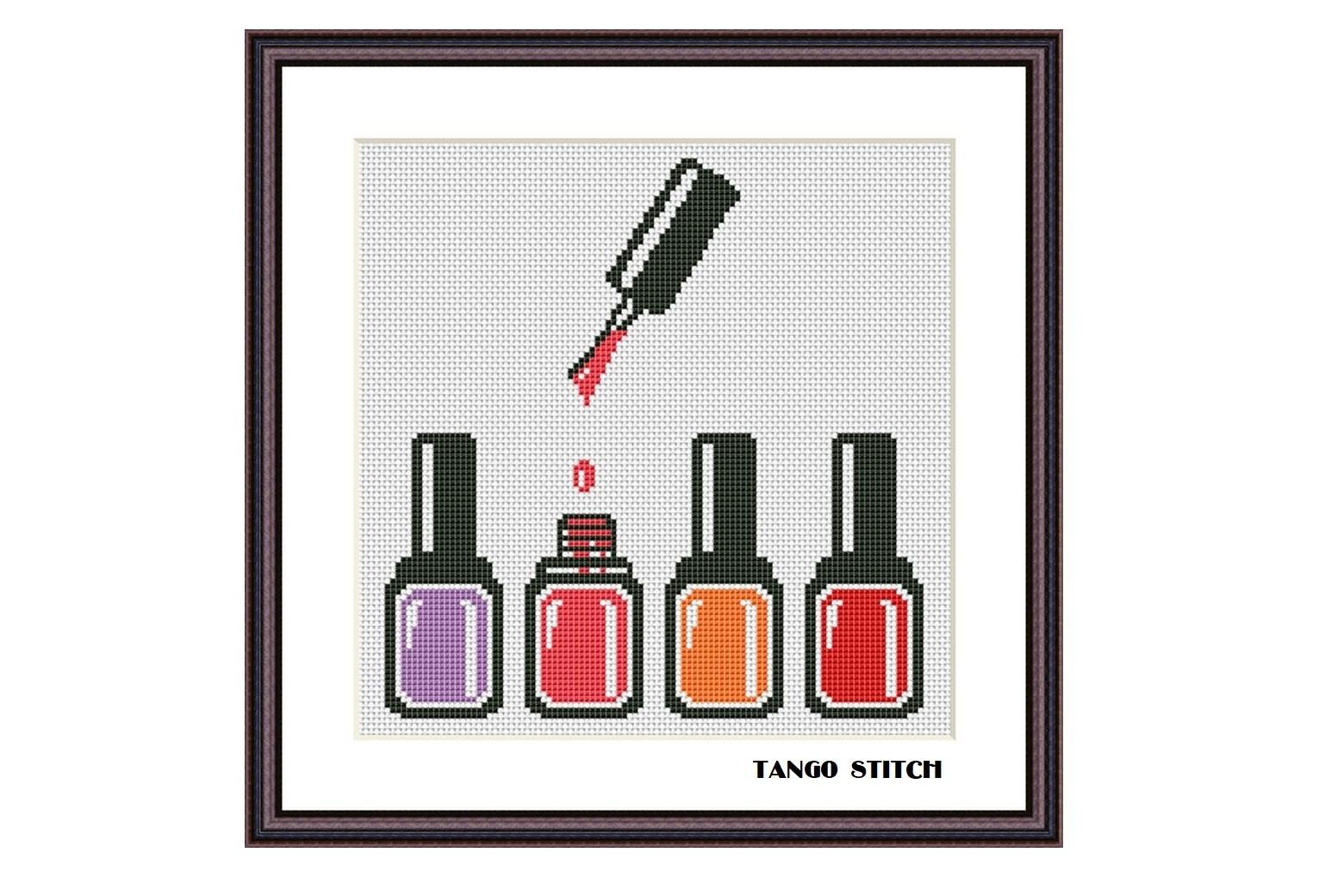Nail Polish Set Cute Cross Stitch Design