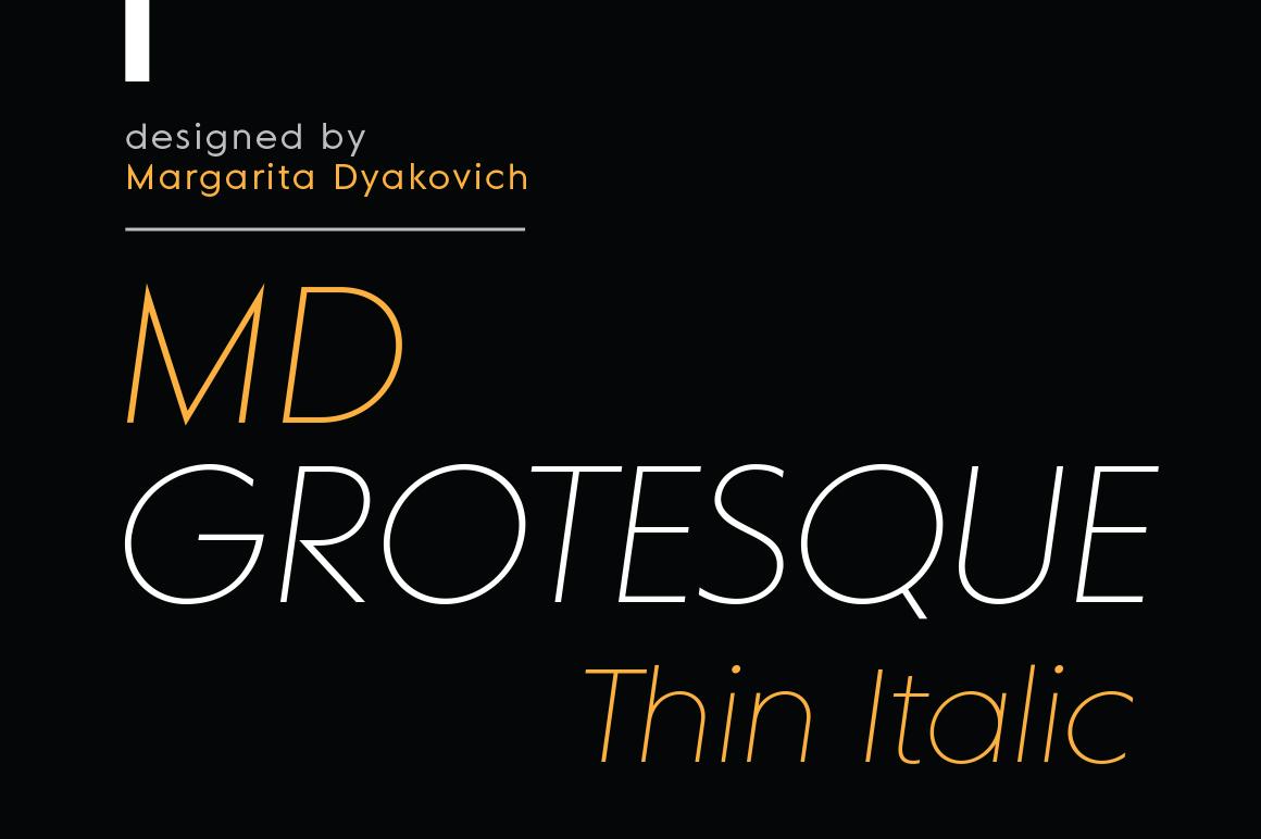 MD Grotesque Thin Italic Font