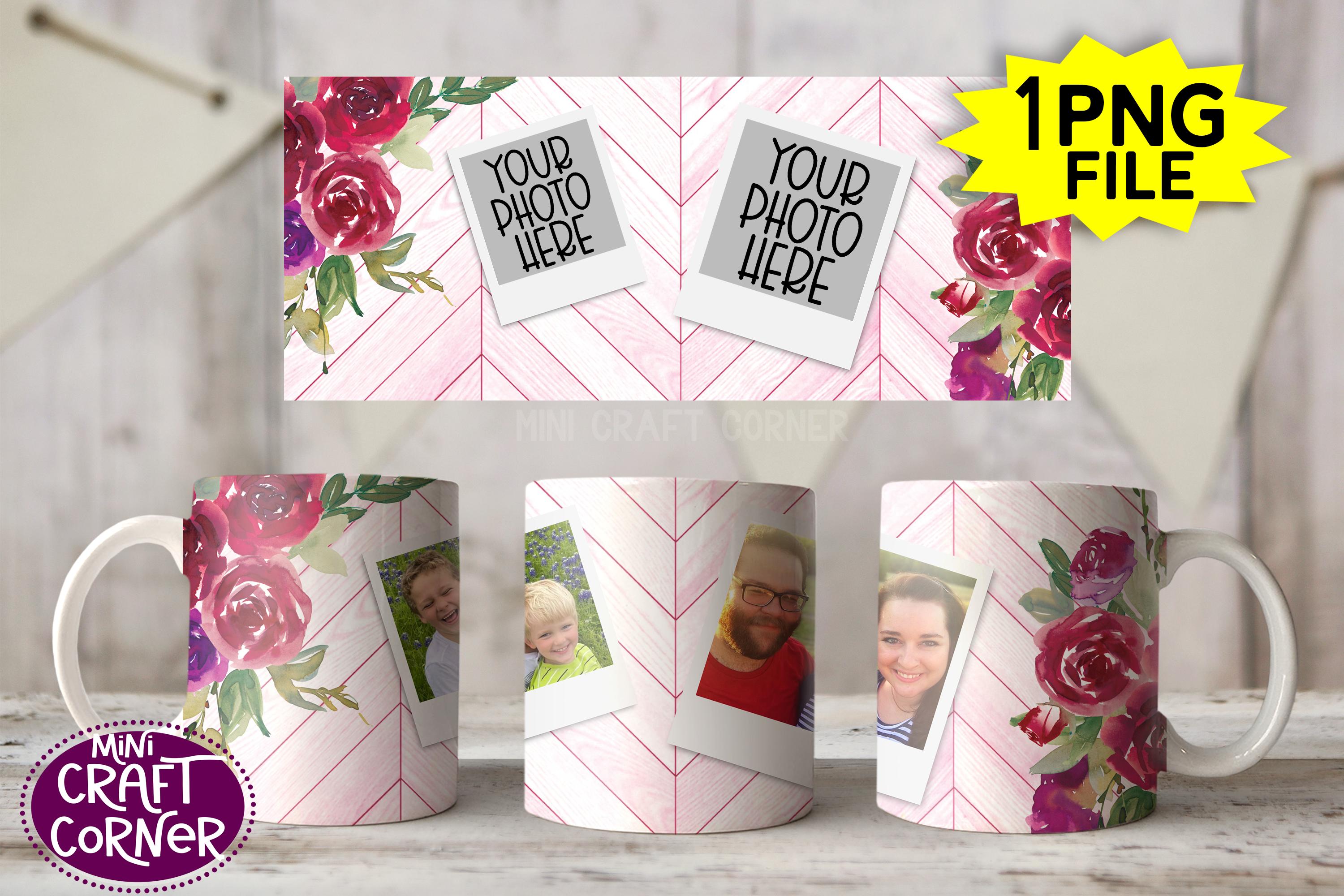 Sublimation Floral Photo Mug Template