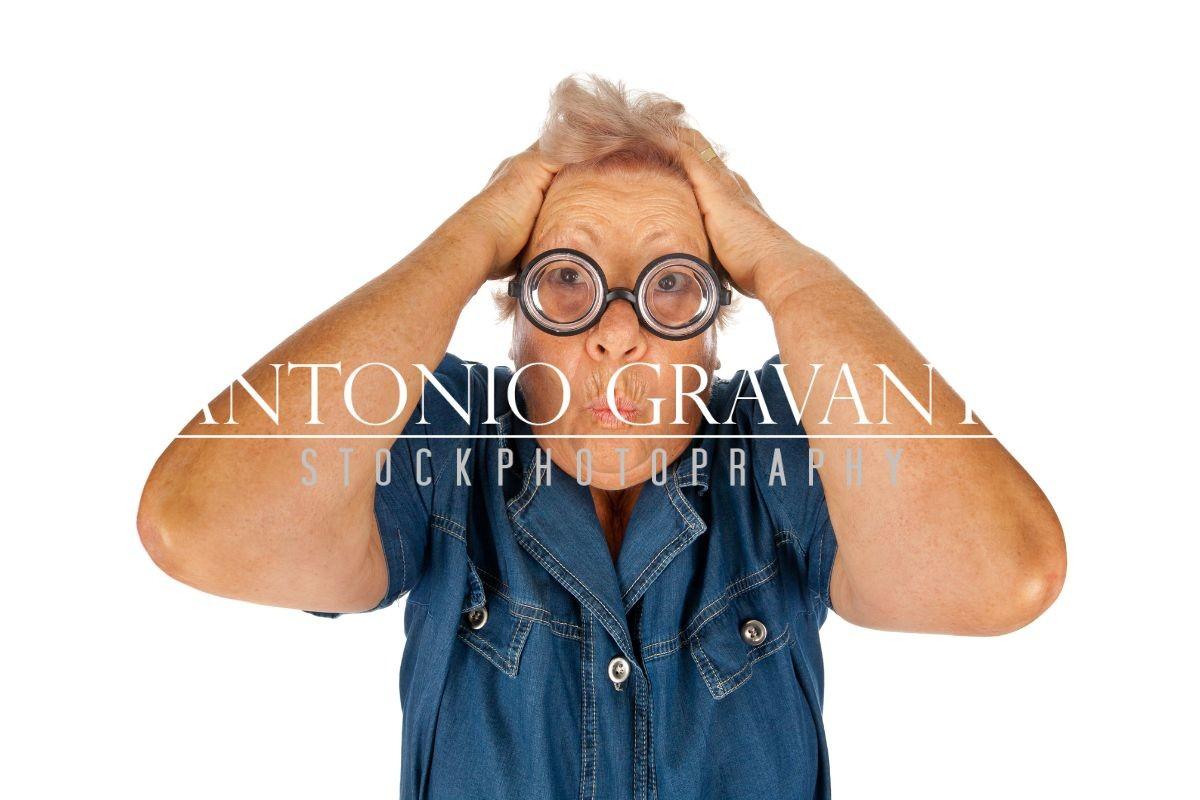 Elderly Woman Surprised with Funny Glasses