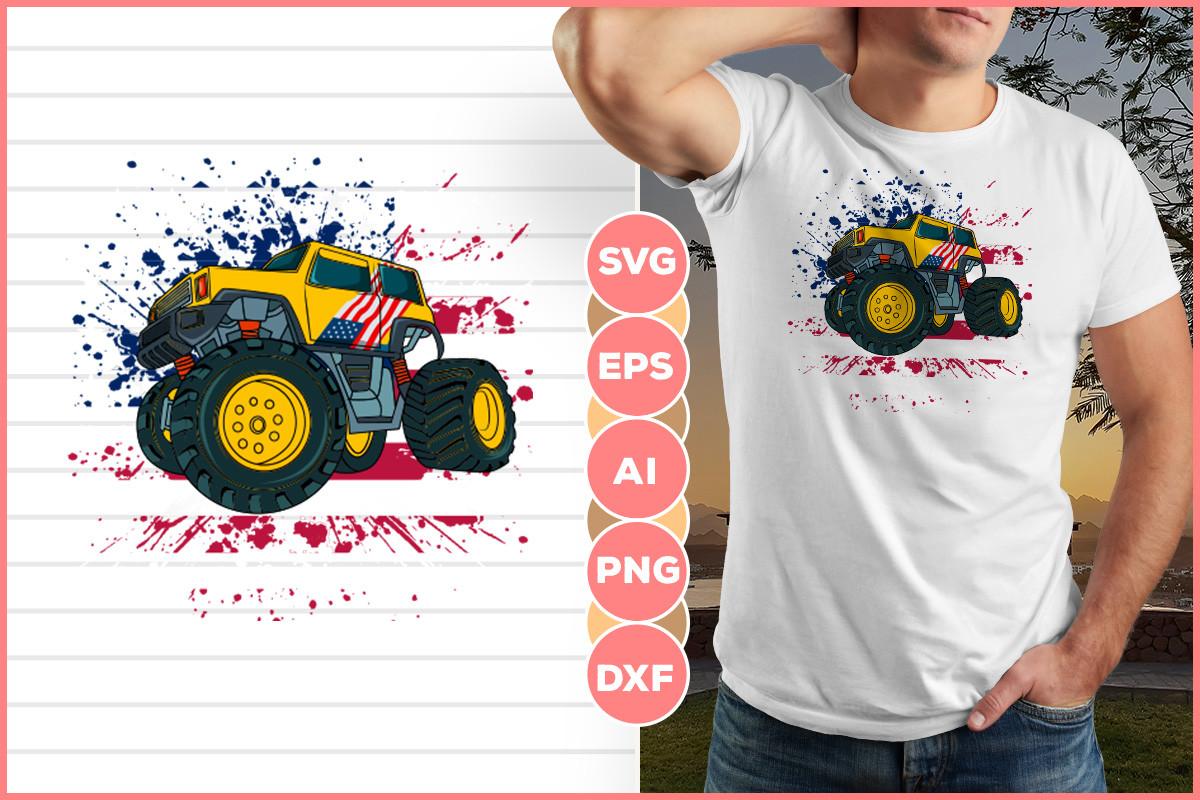 USA Flag with Monster Truck Design