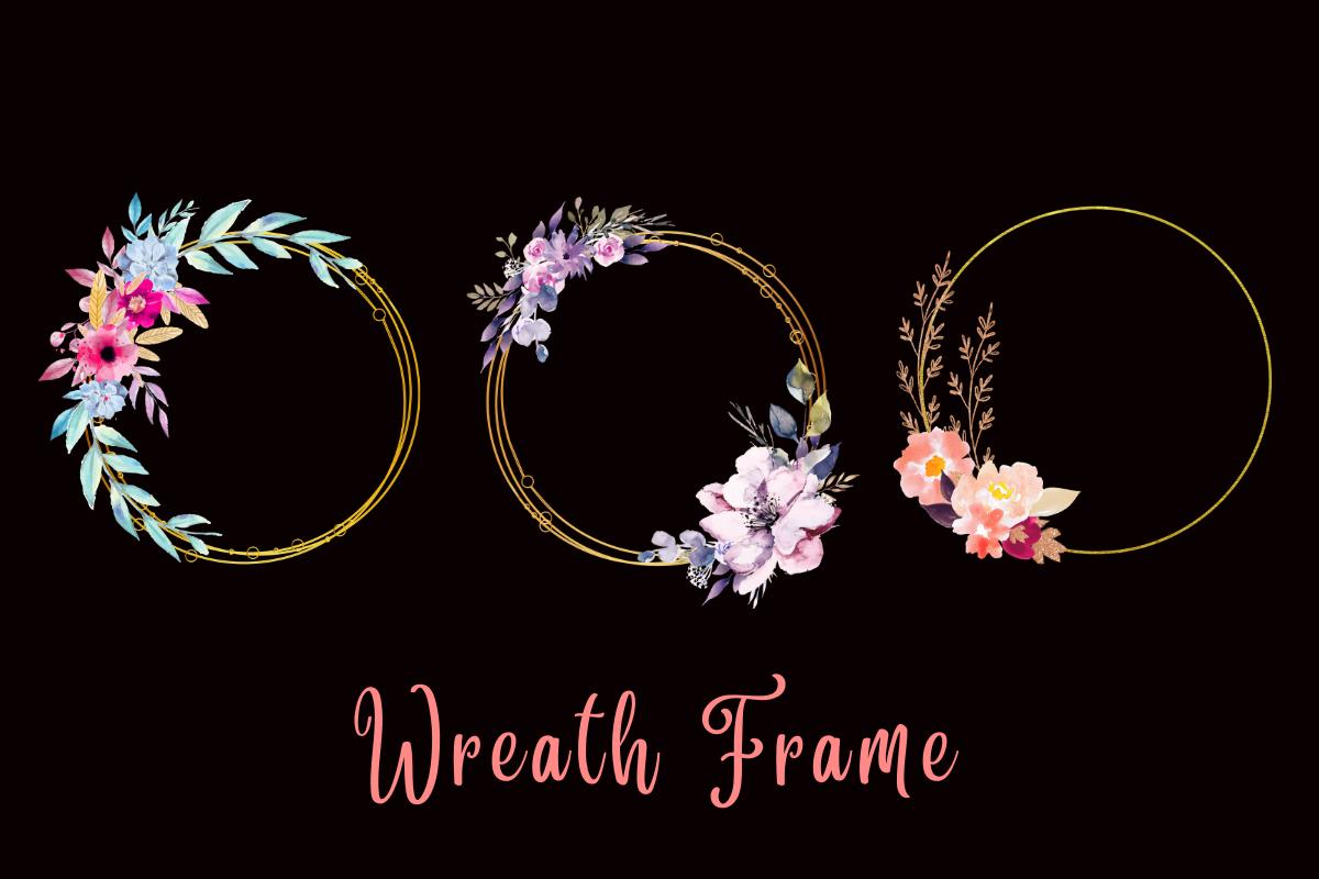 Watercolor Wedding Wreath Flower Frame