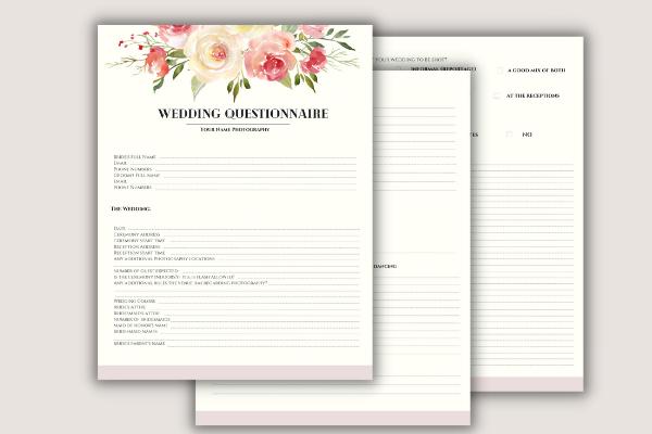 Wedding Photography Questionnaire