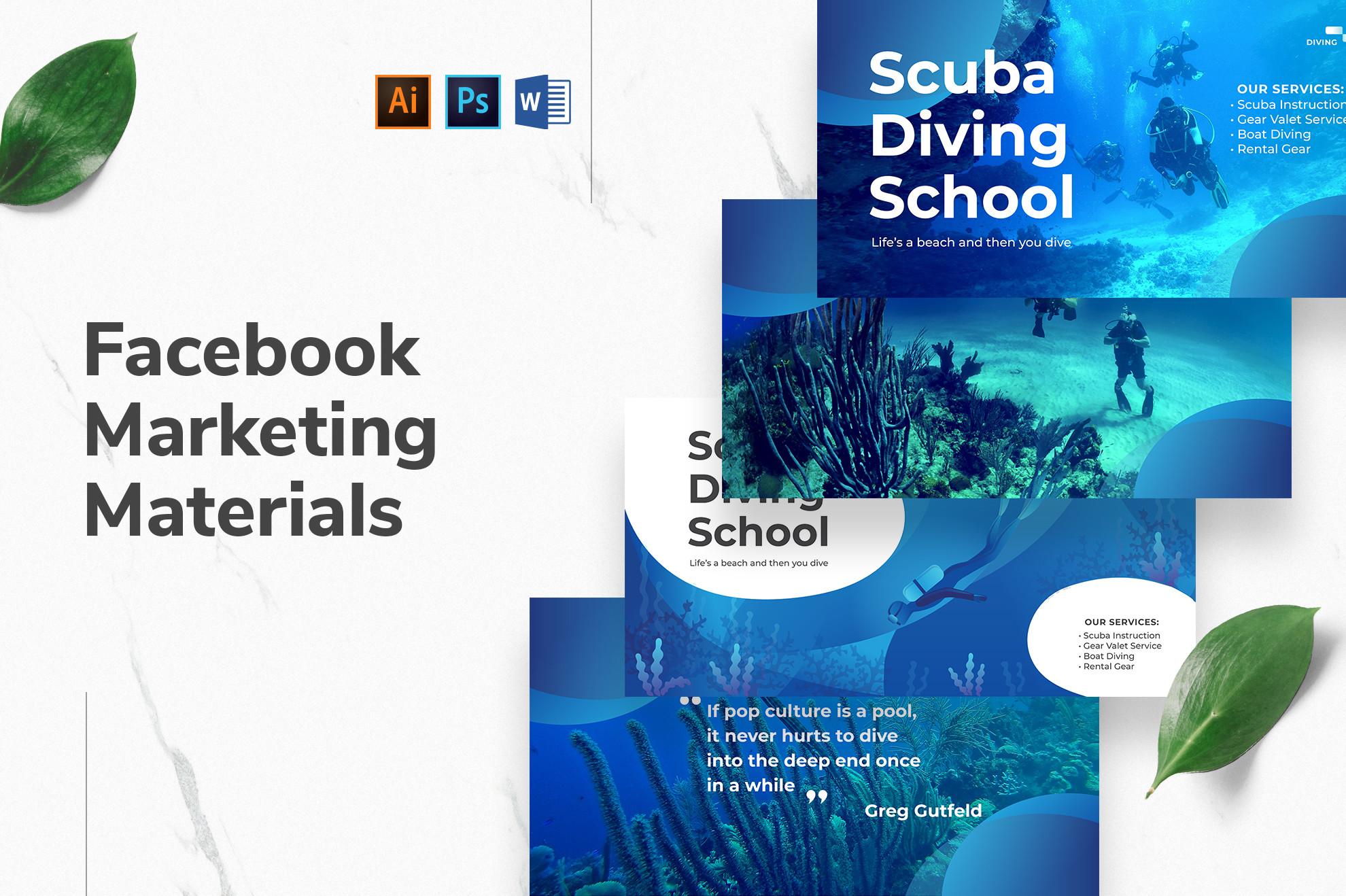 Diving School Facebook Templates