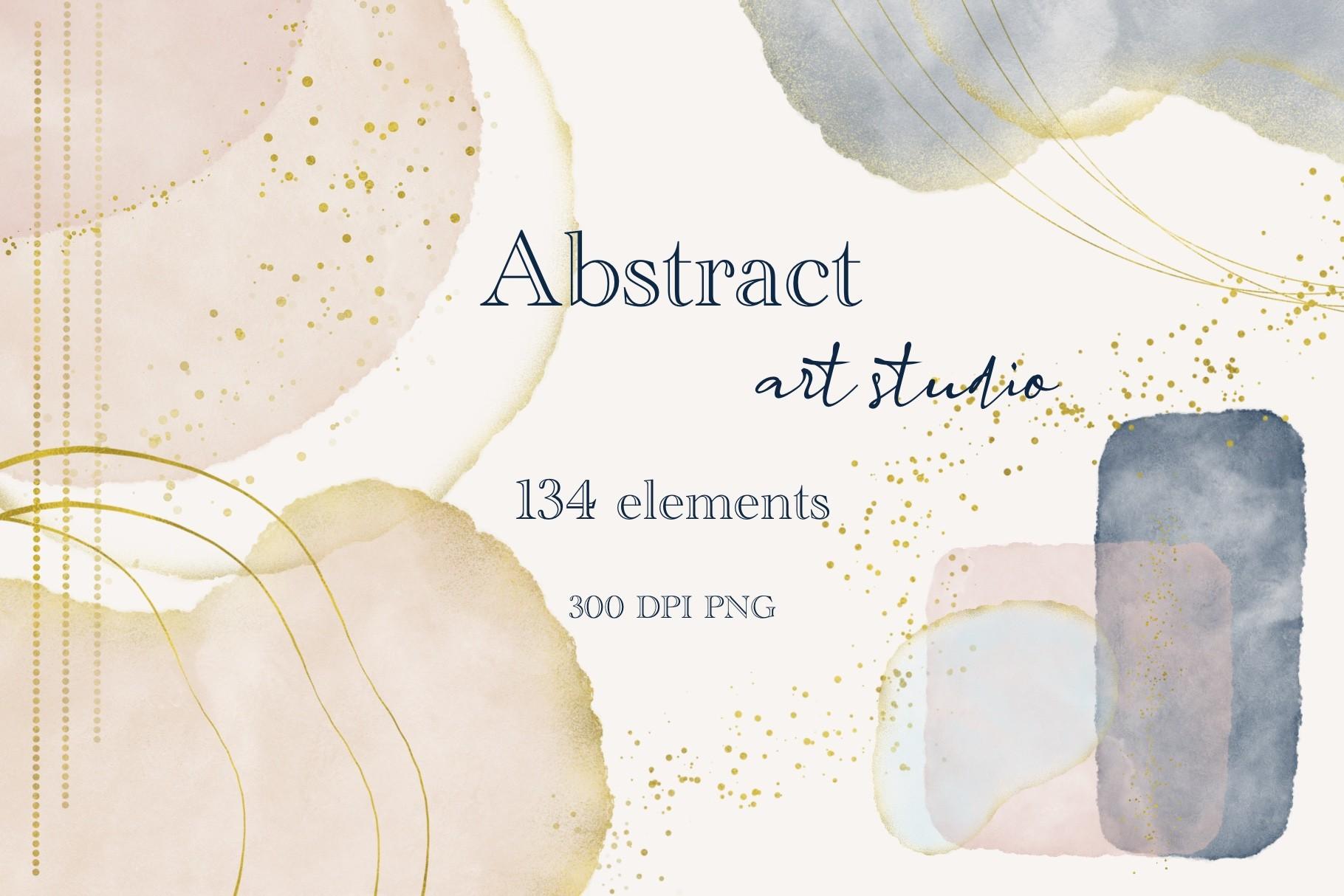 Abstract Watercolor & Metallic Art Set