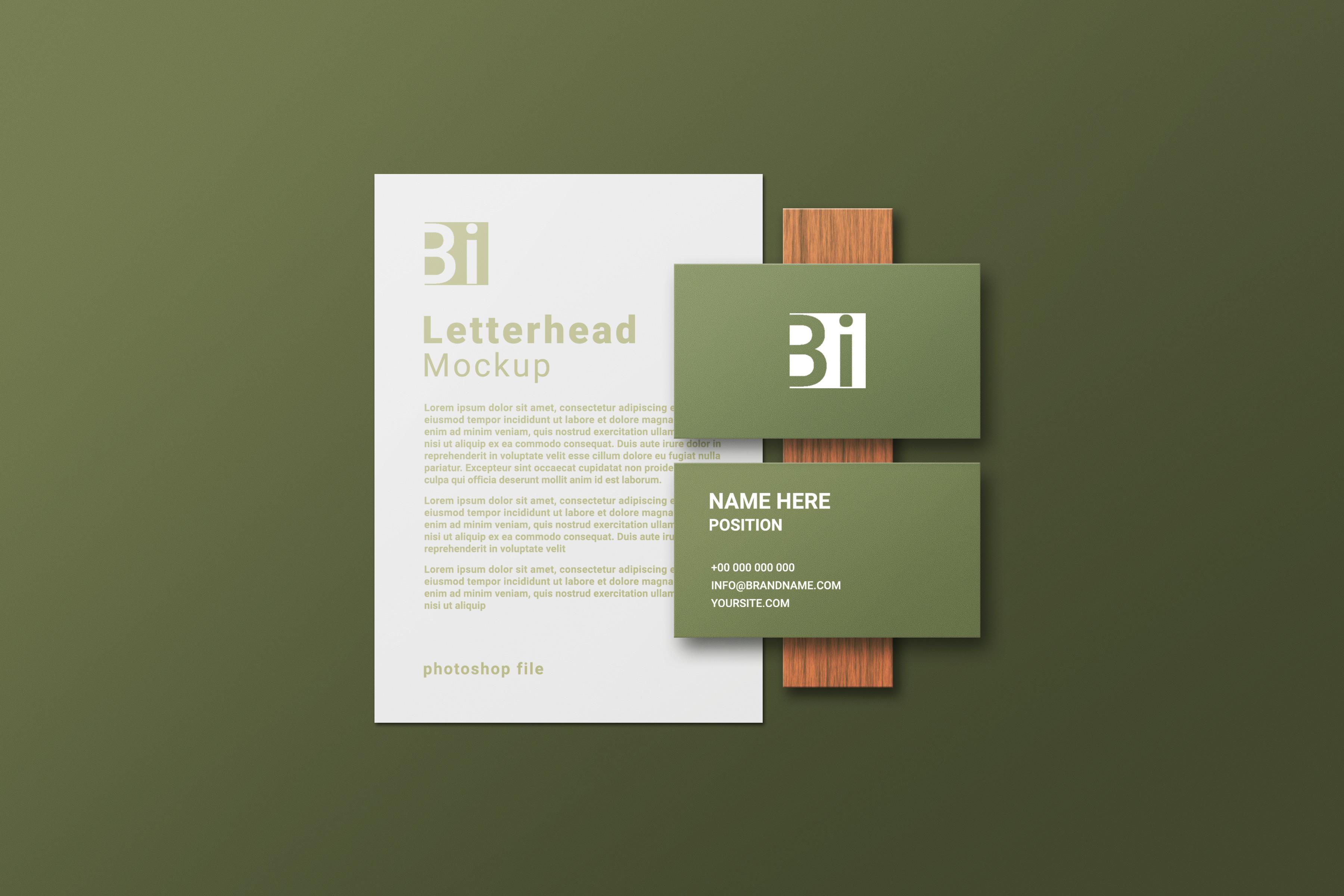 Letterhead and Business Card Mockup