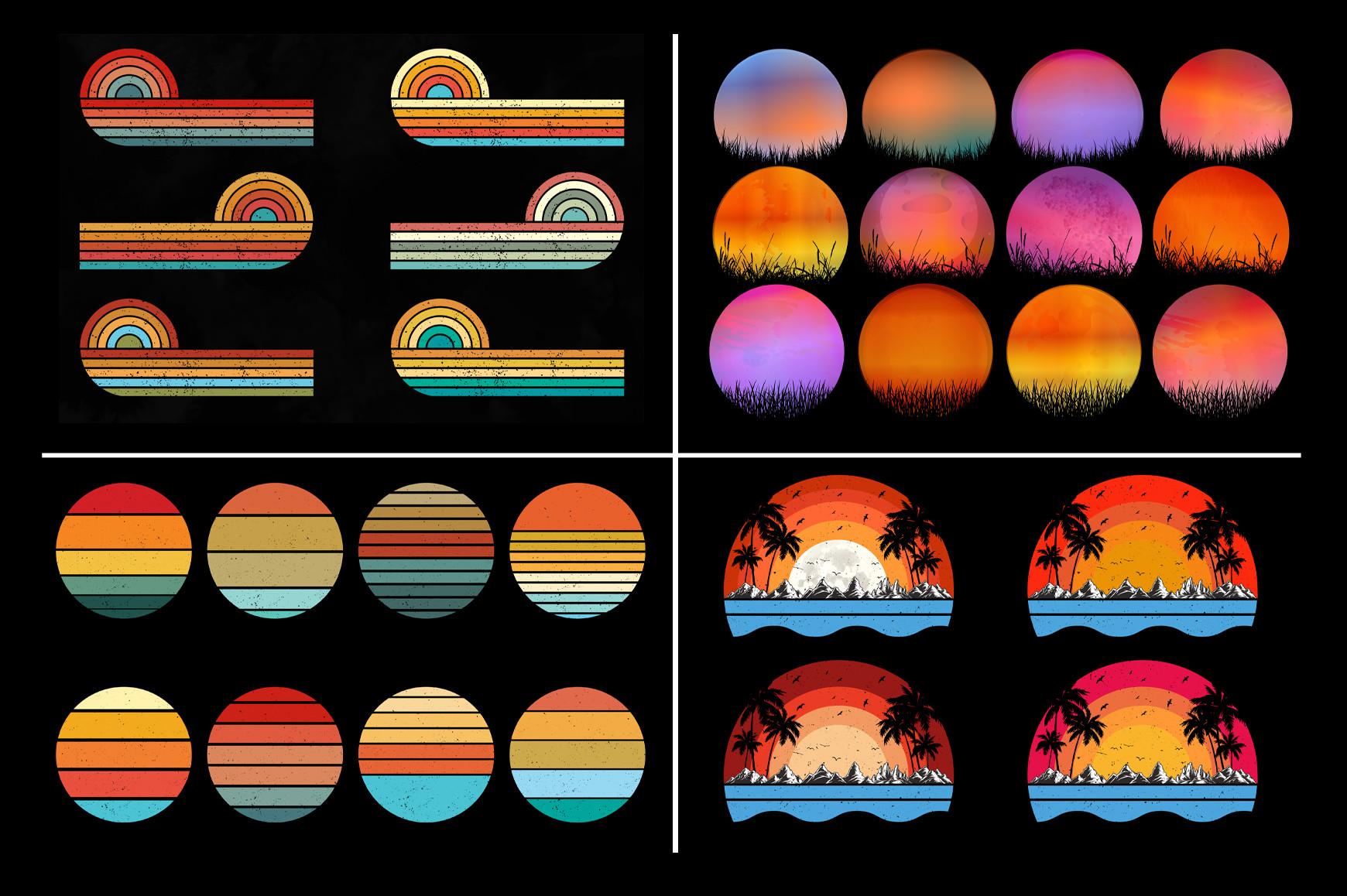 Retro Vintage Sunset for T-Shirt Design