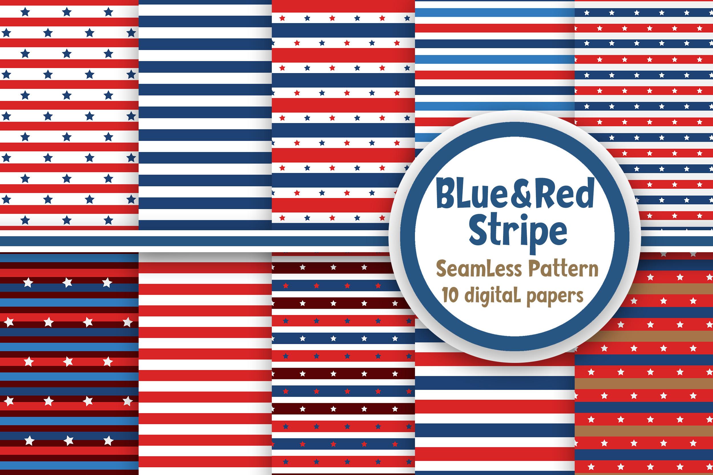 Blue and Red Stripes Seamless Pattern