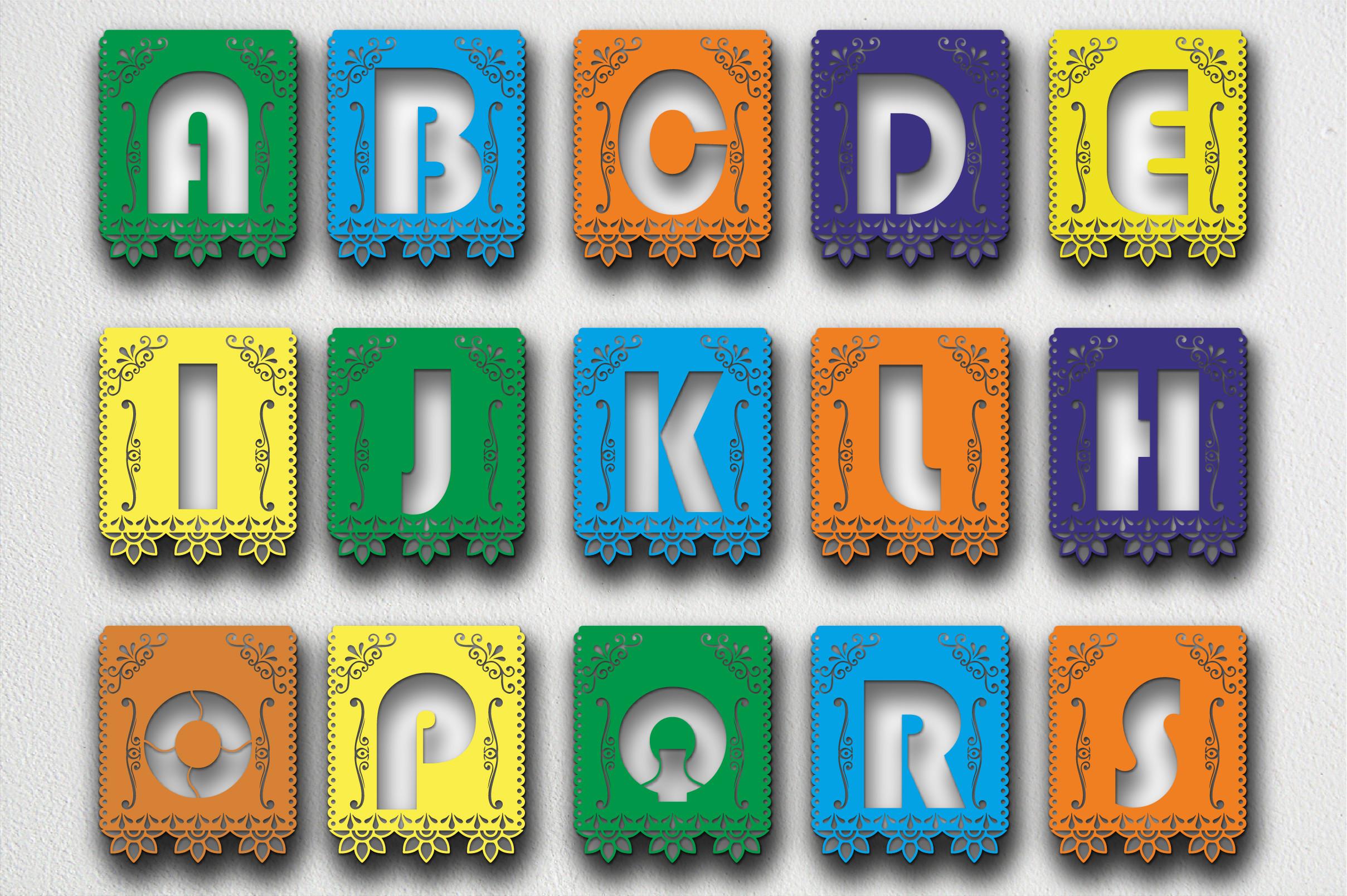 DIY Papel Picado Alphabet Numbers 3d Svg