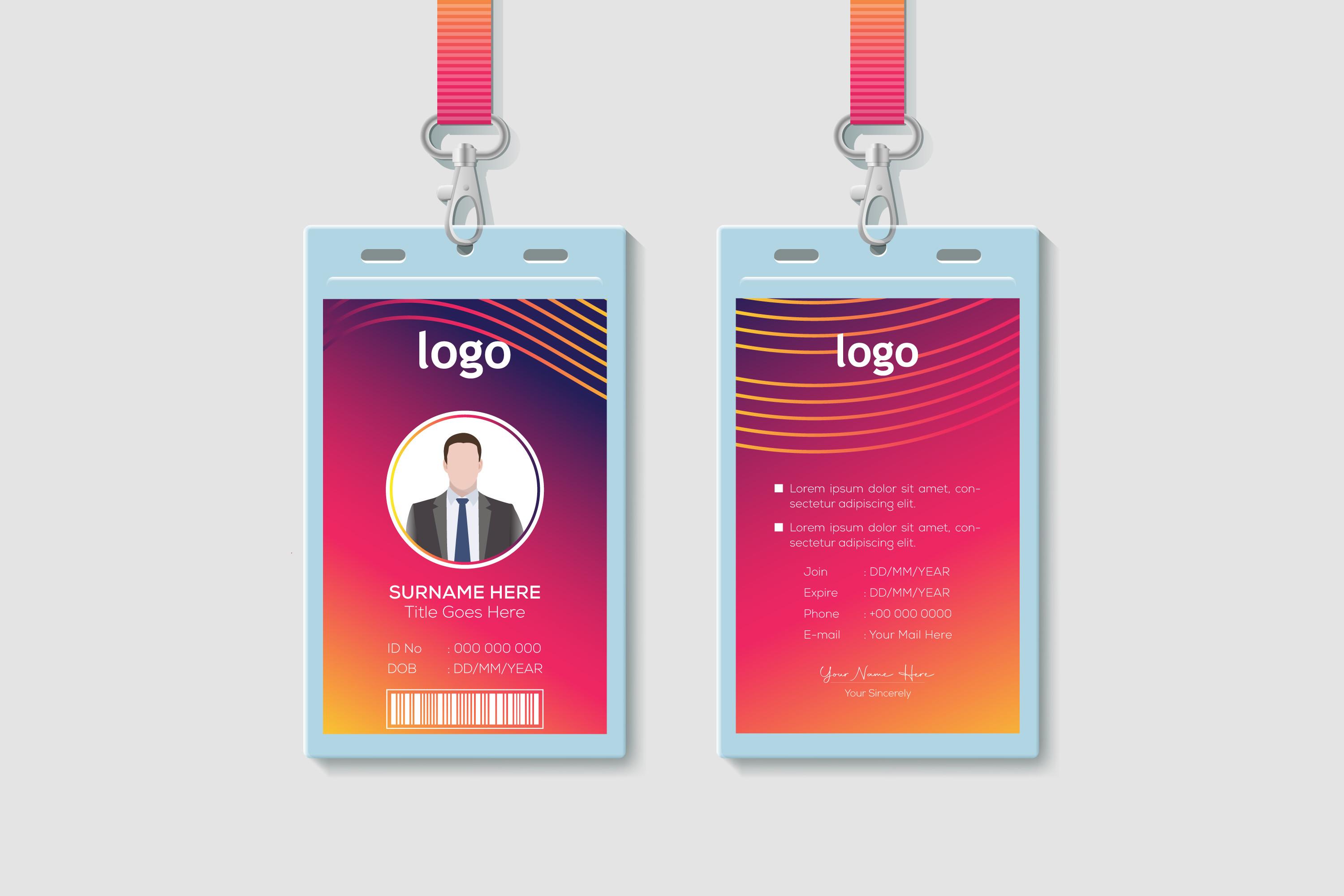 Abstract Red and Blue ID Card Design