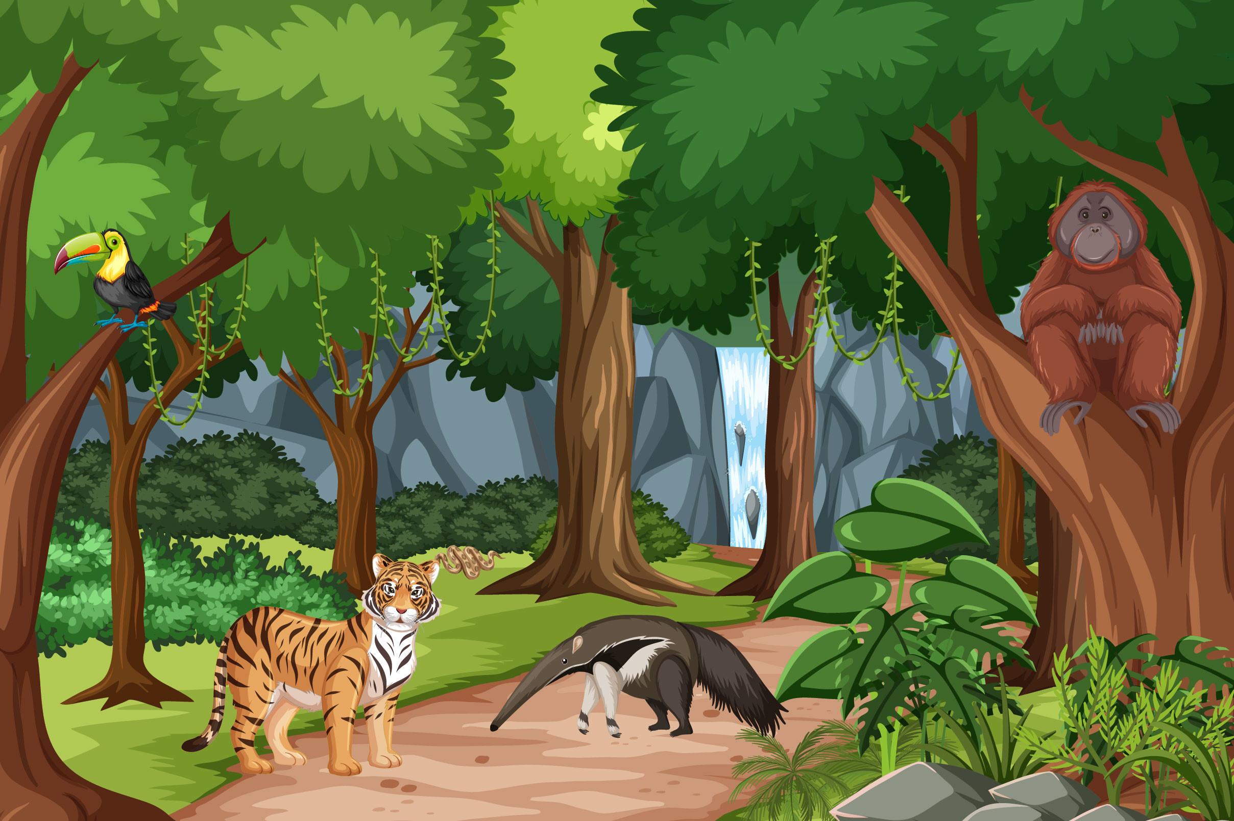 Forest-scene-with-different-wild-animals