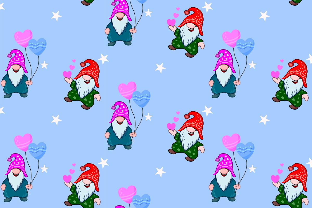 Cute Gnome and Heart Shape Balloon.