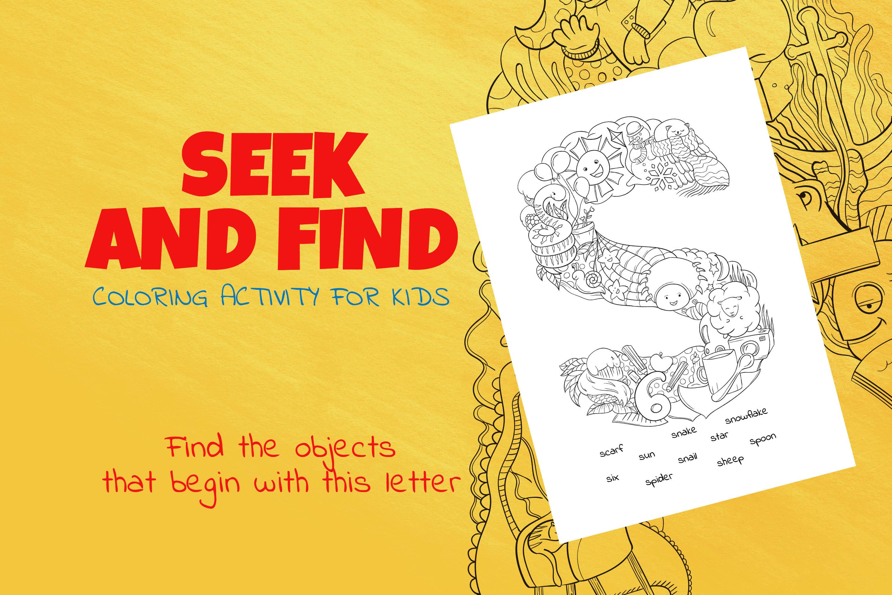 Letter S Look and Find Coloring Page