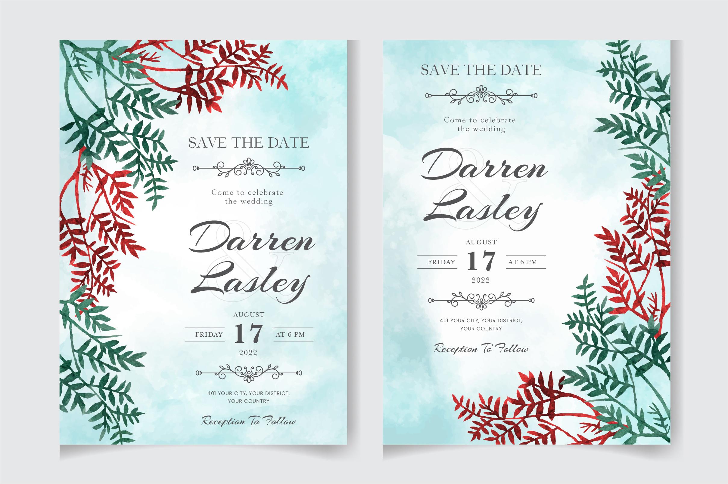 Watercolor Invitation Card Template 03