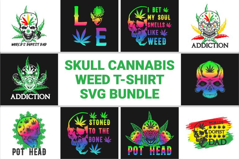 Skull Cannabis Weed T-Shirt SVG Bundle