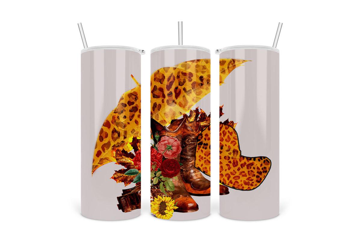 Tumbler Sublimation Leopard Cowgir Boots