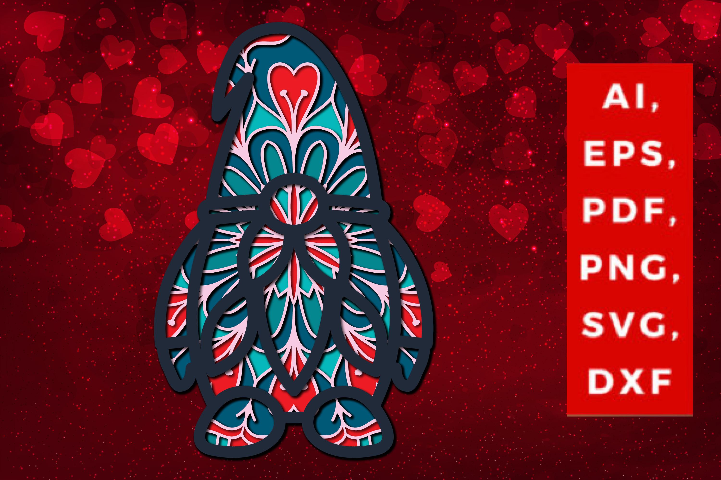 3D Santa Claus Valentine Multi-layer SVG
