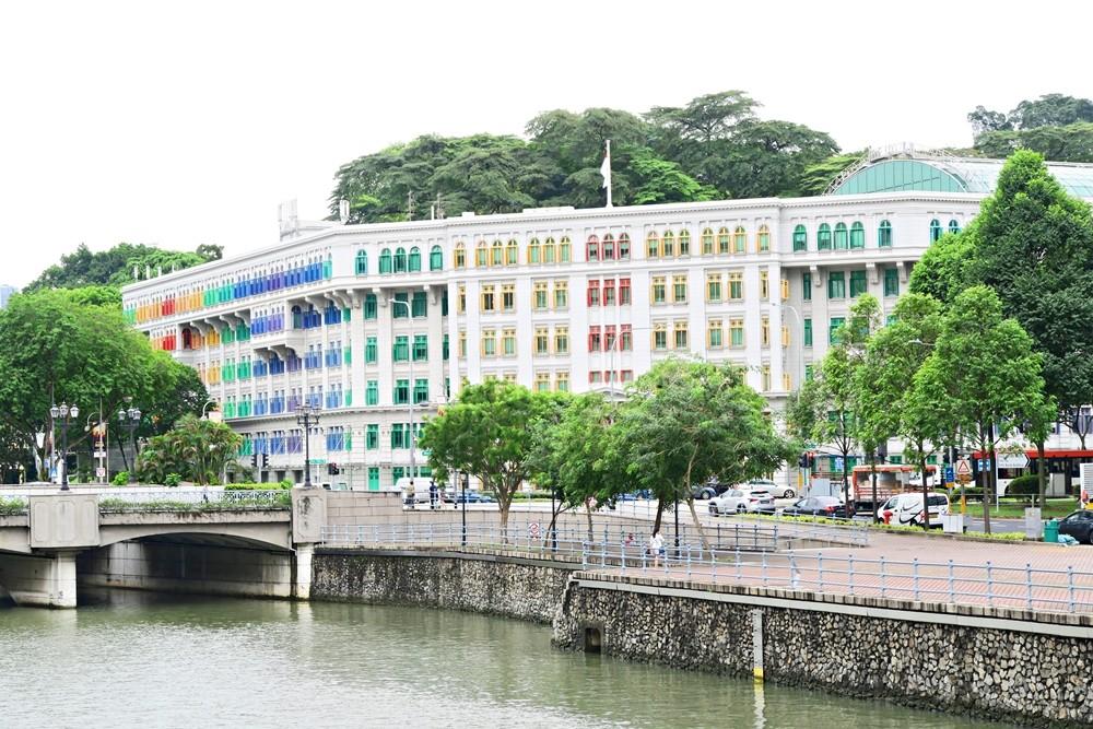 Colorful Police Station in Singapore