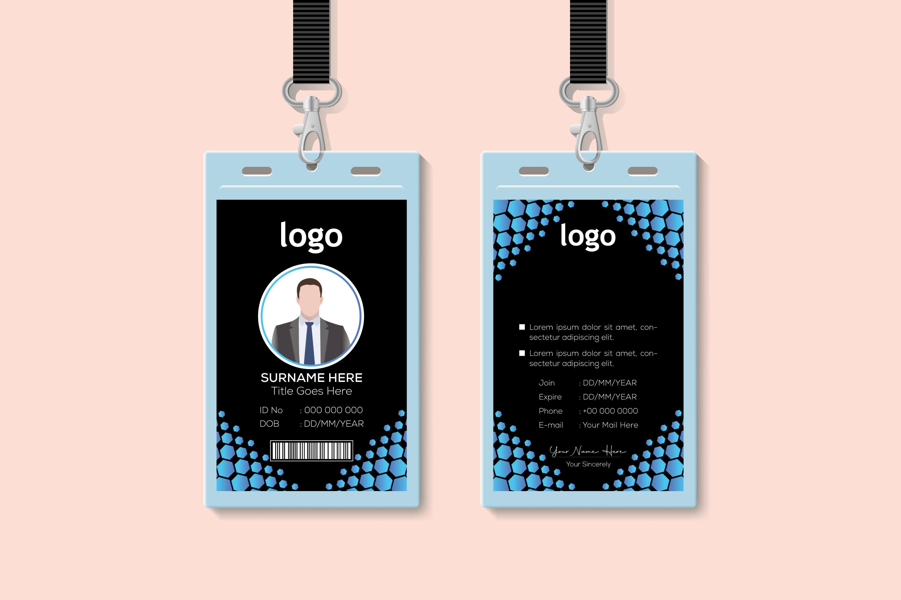 Professional Blue Hexagon Identity Card