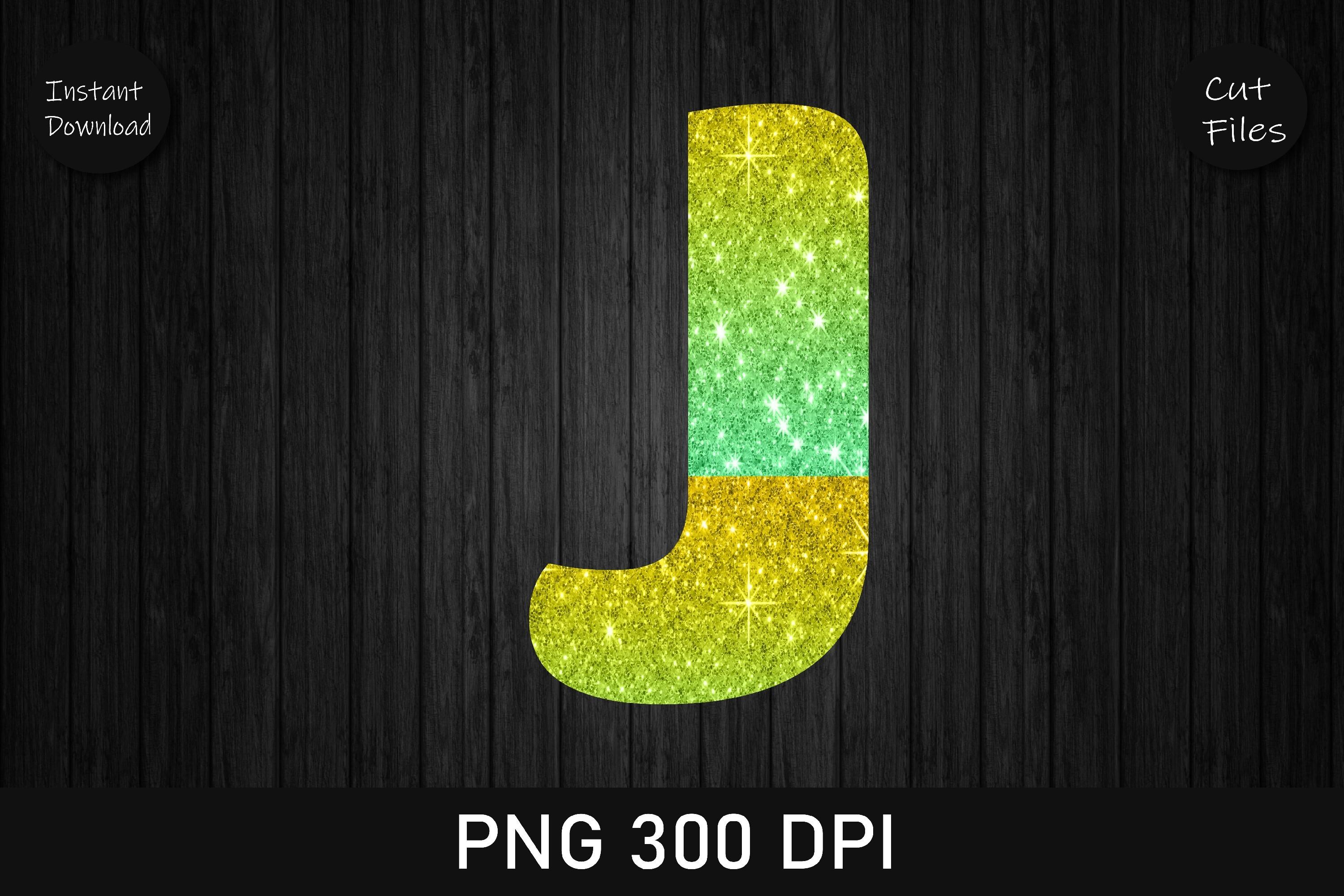 Gold and Green Glitter Leopard Letter J