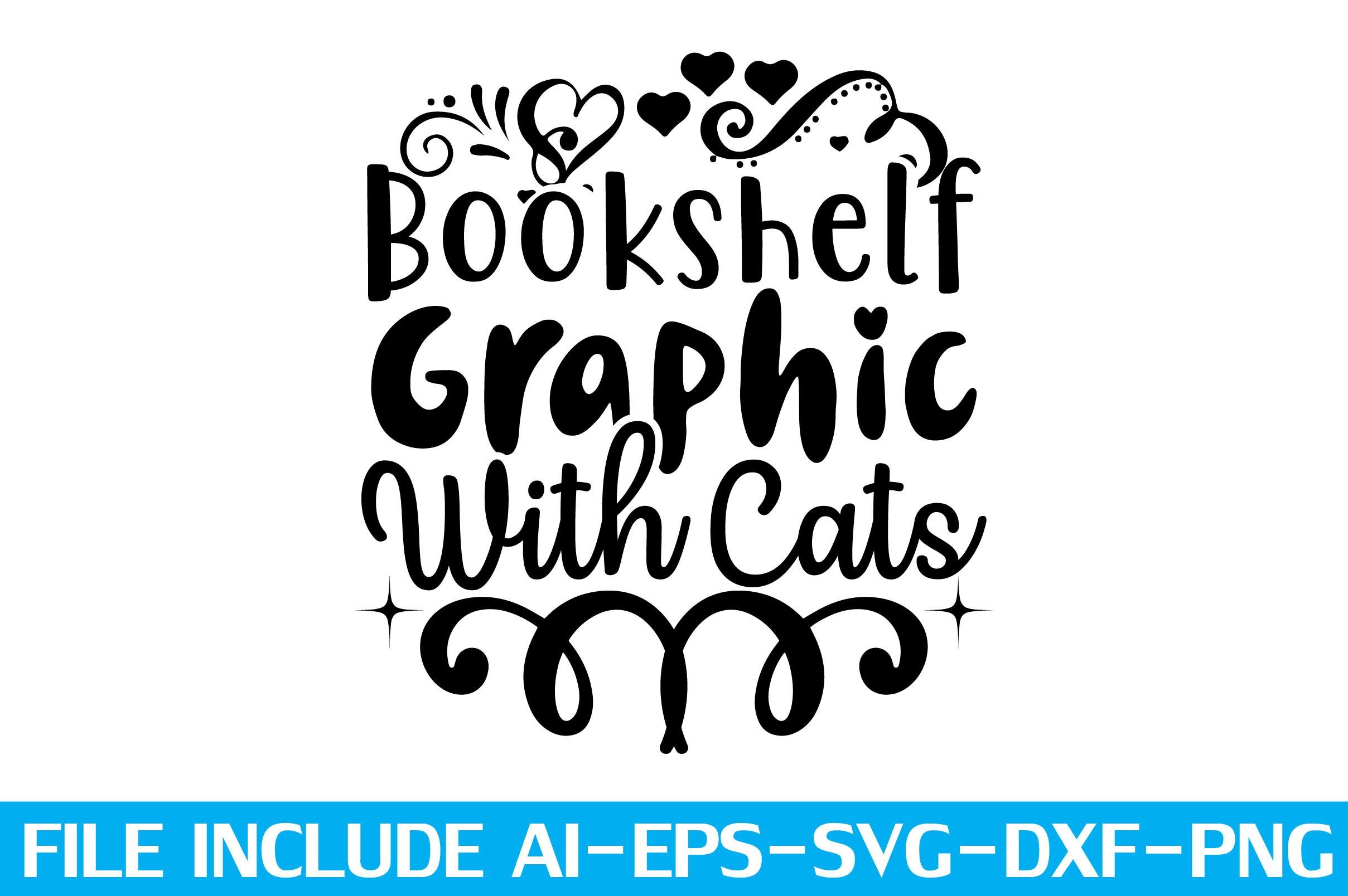Bookshelf Graphic with Cats